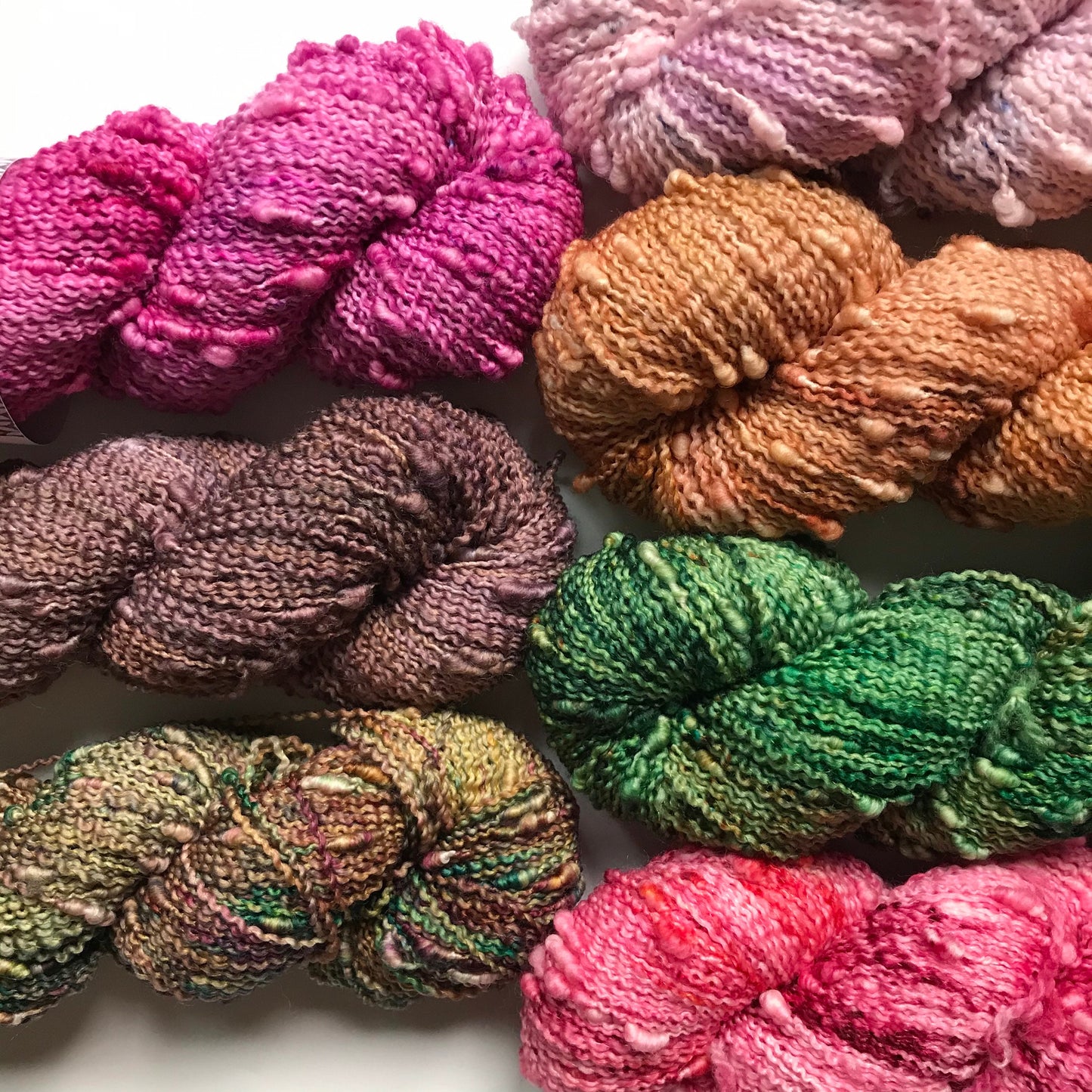 Hand Dyed Yarn Slub Textured Fingering Weight, Mini Skein, SW Merino Wool and Nylon