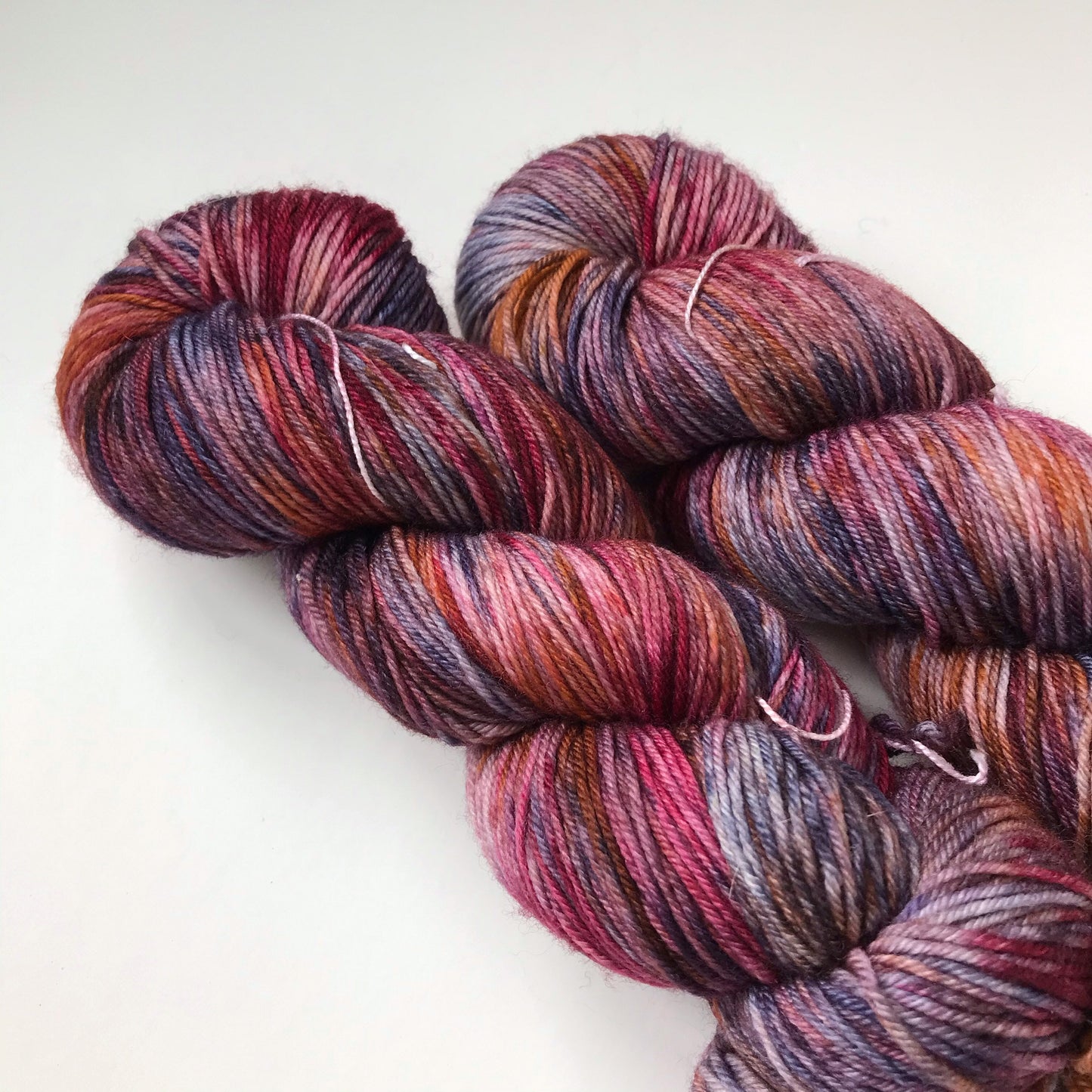 Hand Dyed Merino Sock Yarn: "FALL SPLENDOR" Pink Purple Brown, 437 yds