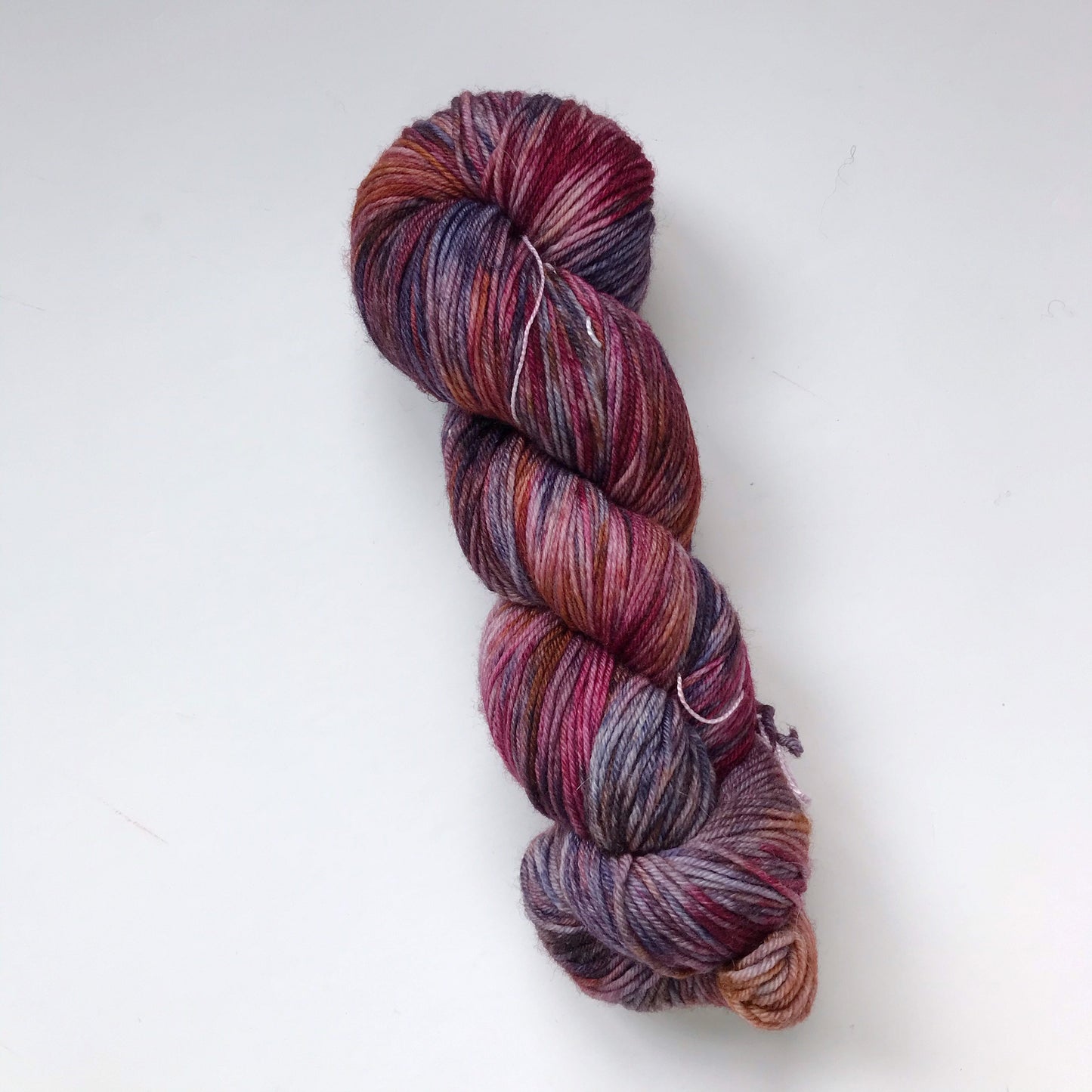 Hand Dyed Merino Sock Yarn: "FALL SPLENDOR" Pink Purple Brown, 437 yds