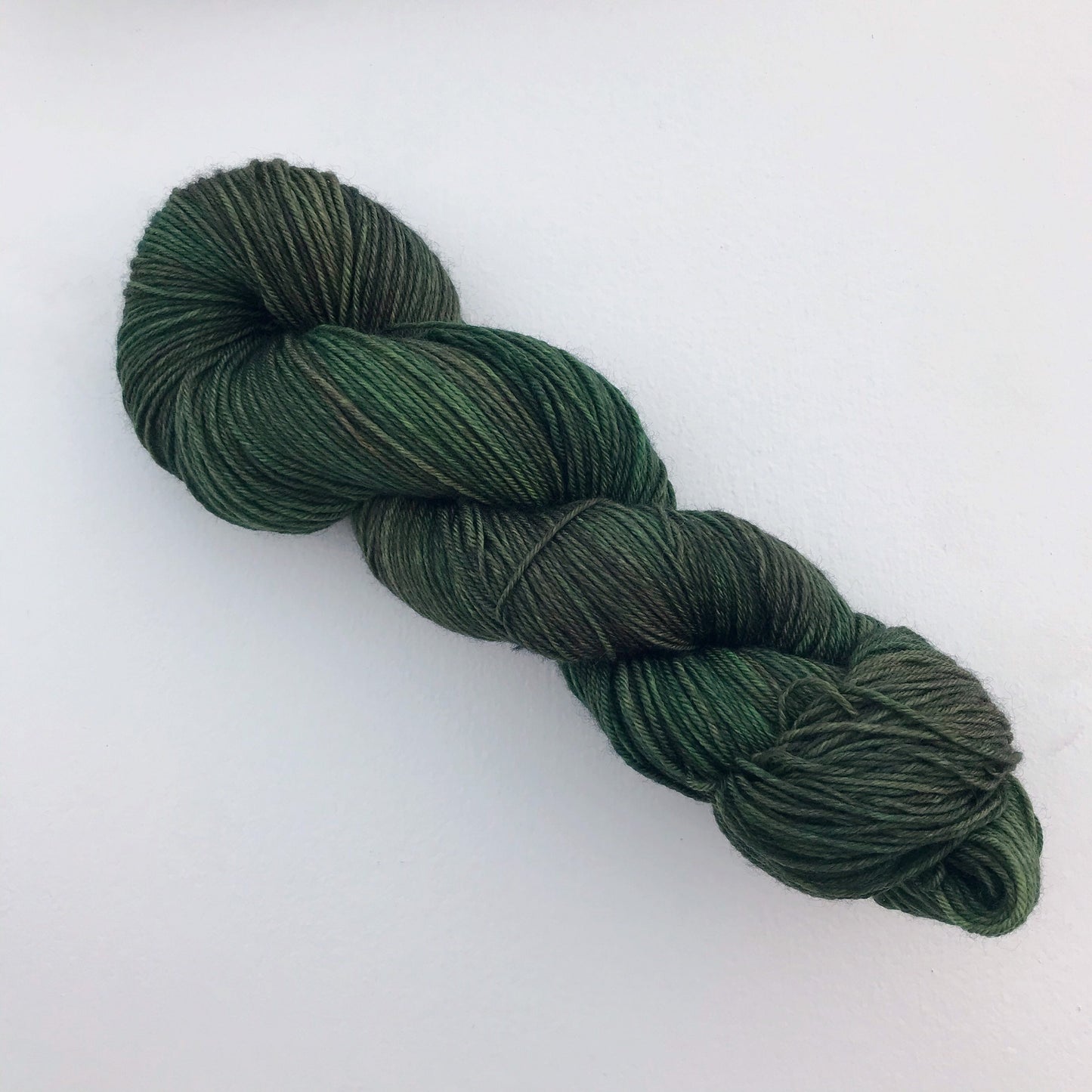 Hand Dyed Superwash Merino Sock Yarn, PINING FOR DECEMEBER greens, 437 yards