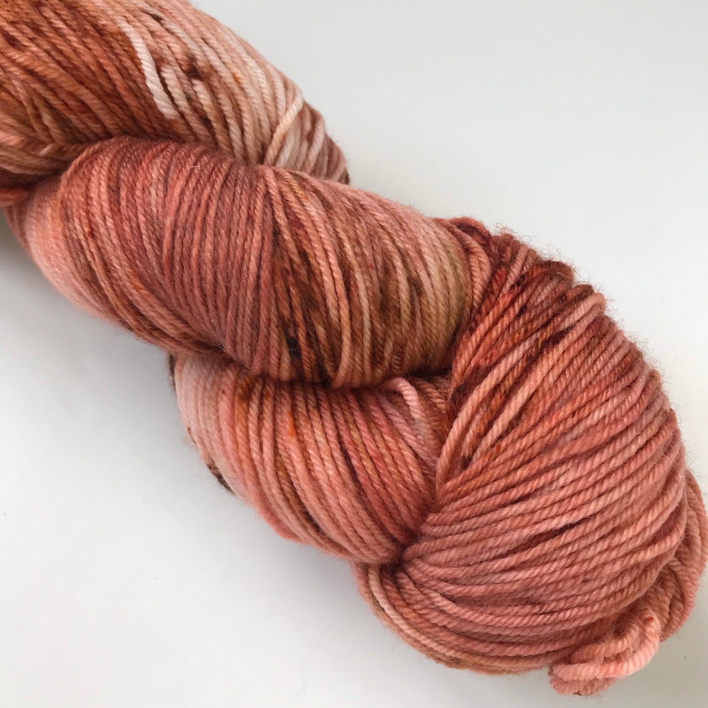 Hand Dyed Merino Sock Yarn: Copper Brown Rust, 437 yds