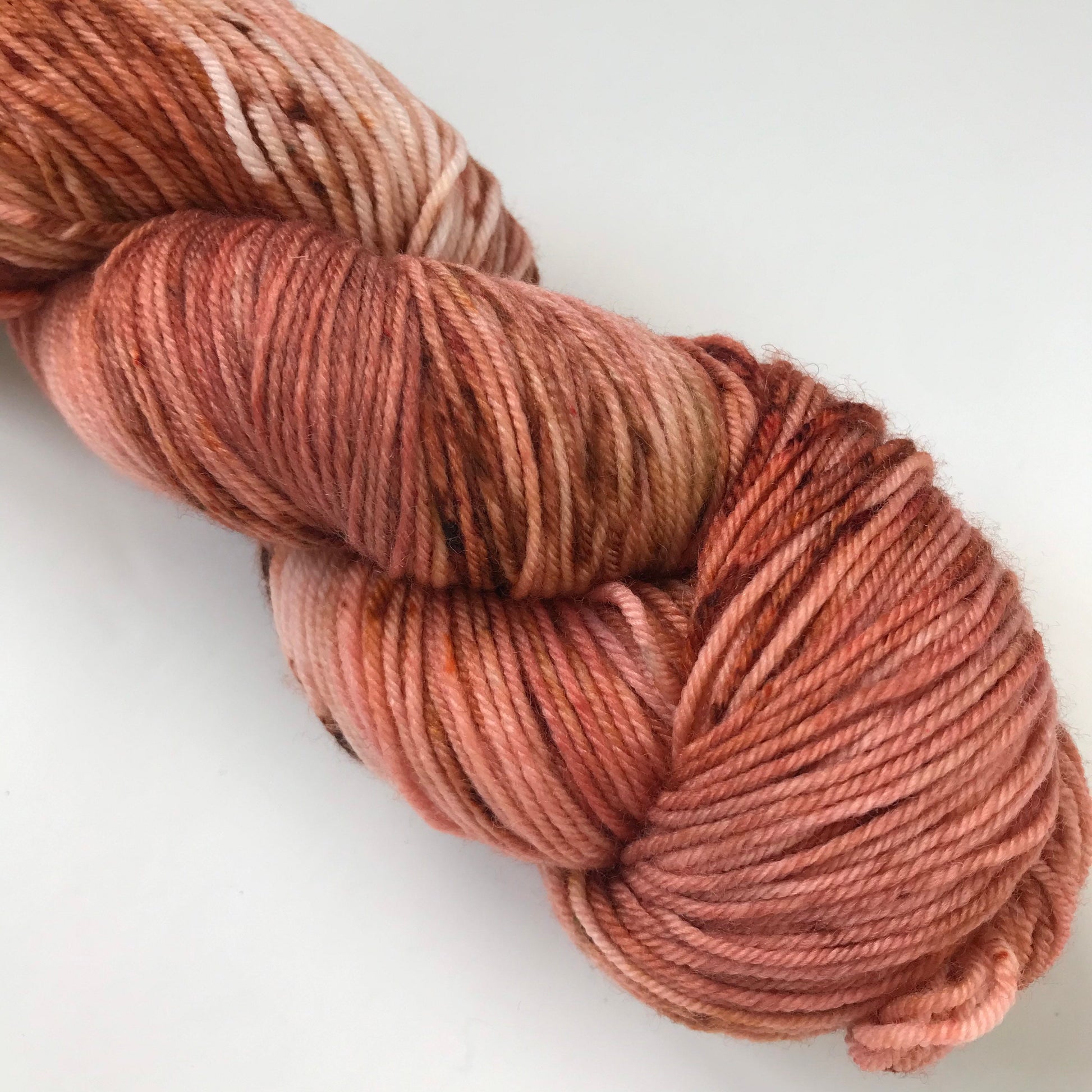 Hand Dyed Merino Sock Yarn: Copper Brown Rust, 437 yds