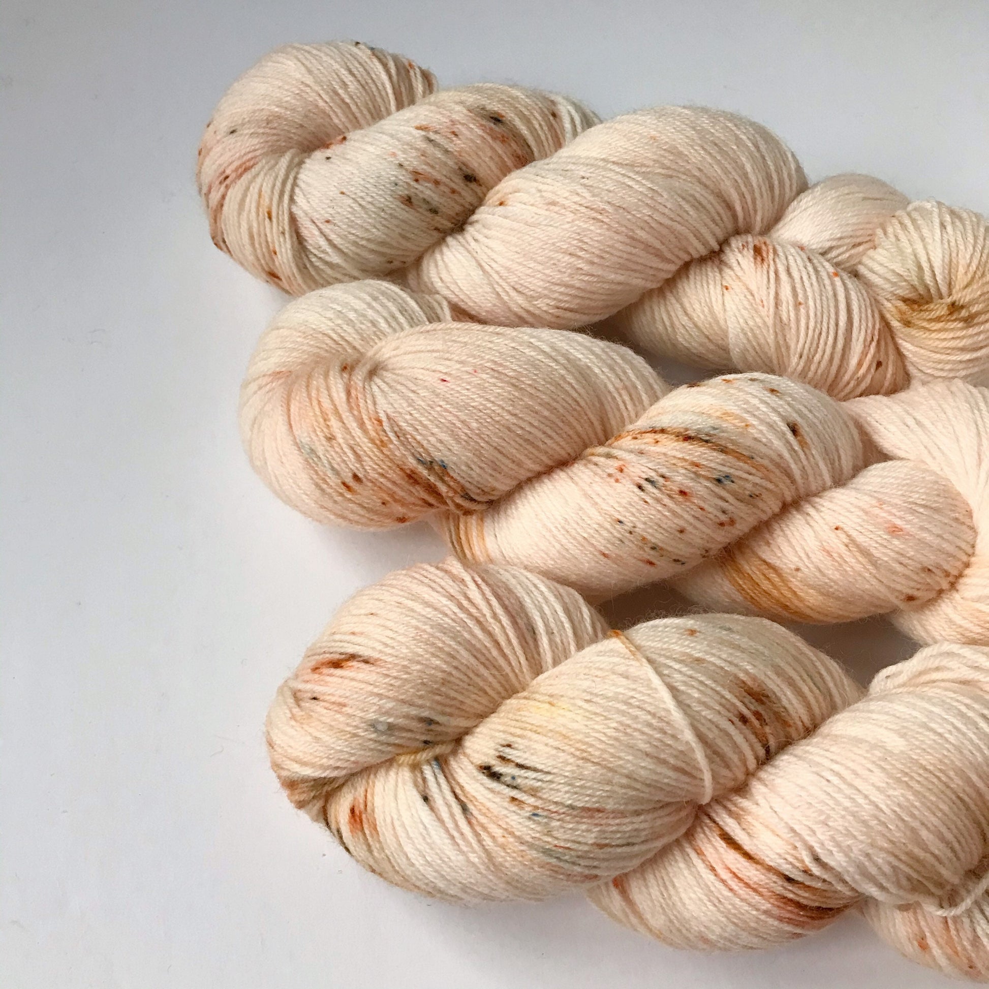 Hand Dyed Merino Sock Yarn: Peach Pepper, Orange Cream Olive Brown
