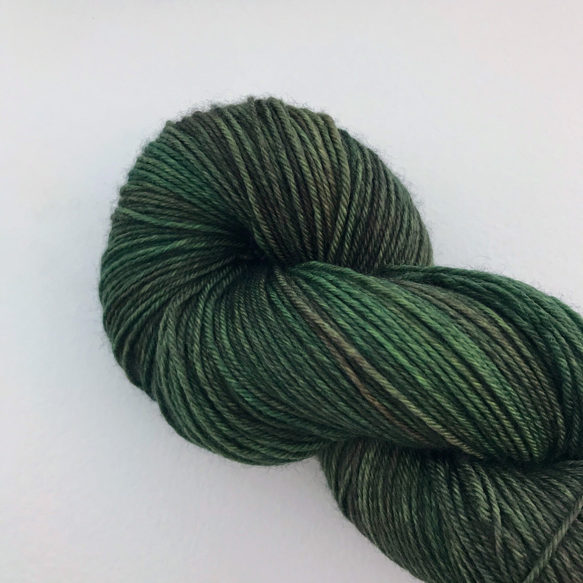 Hand Dyed Superwash Merino Sock Yarn, PINING FOR DECEMEBER greens, 437 yards