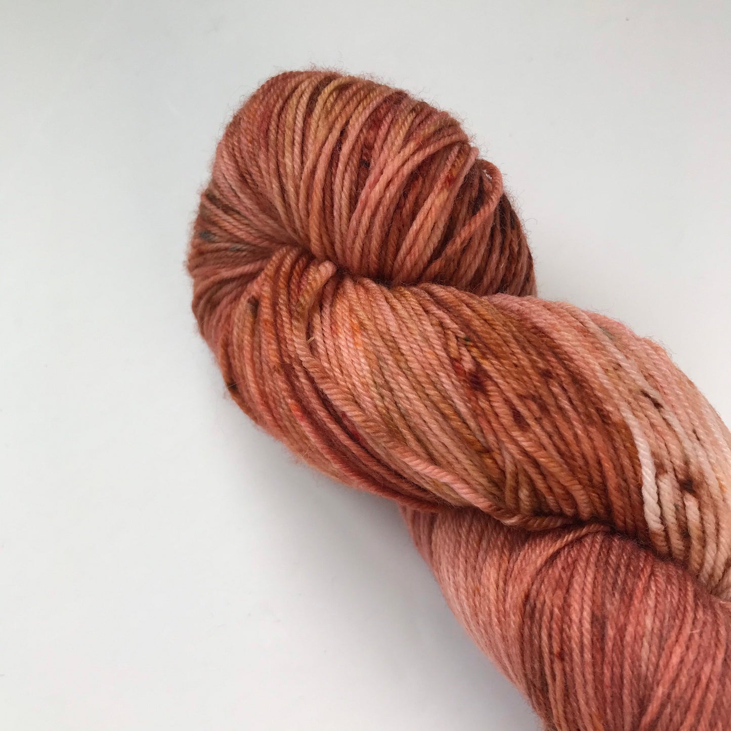 Hand Dyed Merino Sock Yarn: Copper Brown Rust, 437 yds