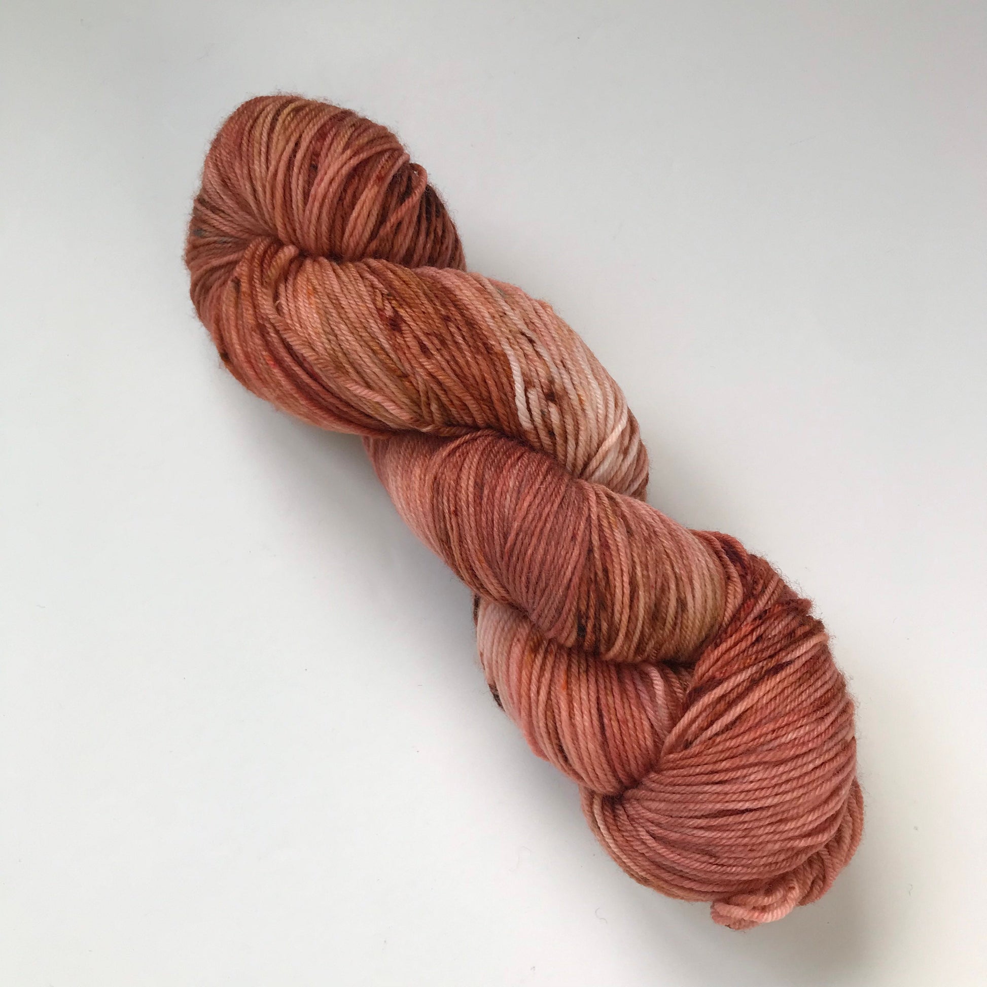 Hand Dyed Merino Sock Yarn: Copper Brown Rust, 437 yds