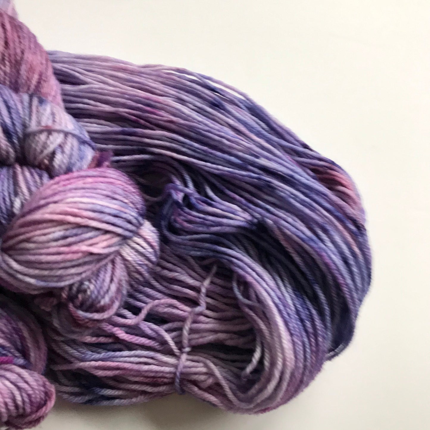 Handdyed Superwash Merino Sock Yarn: "Cosmos" Purple Pink Tonal, 100g