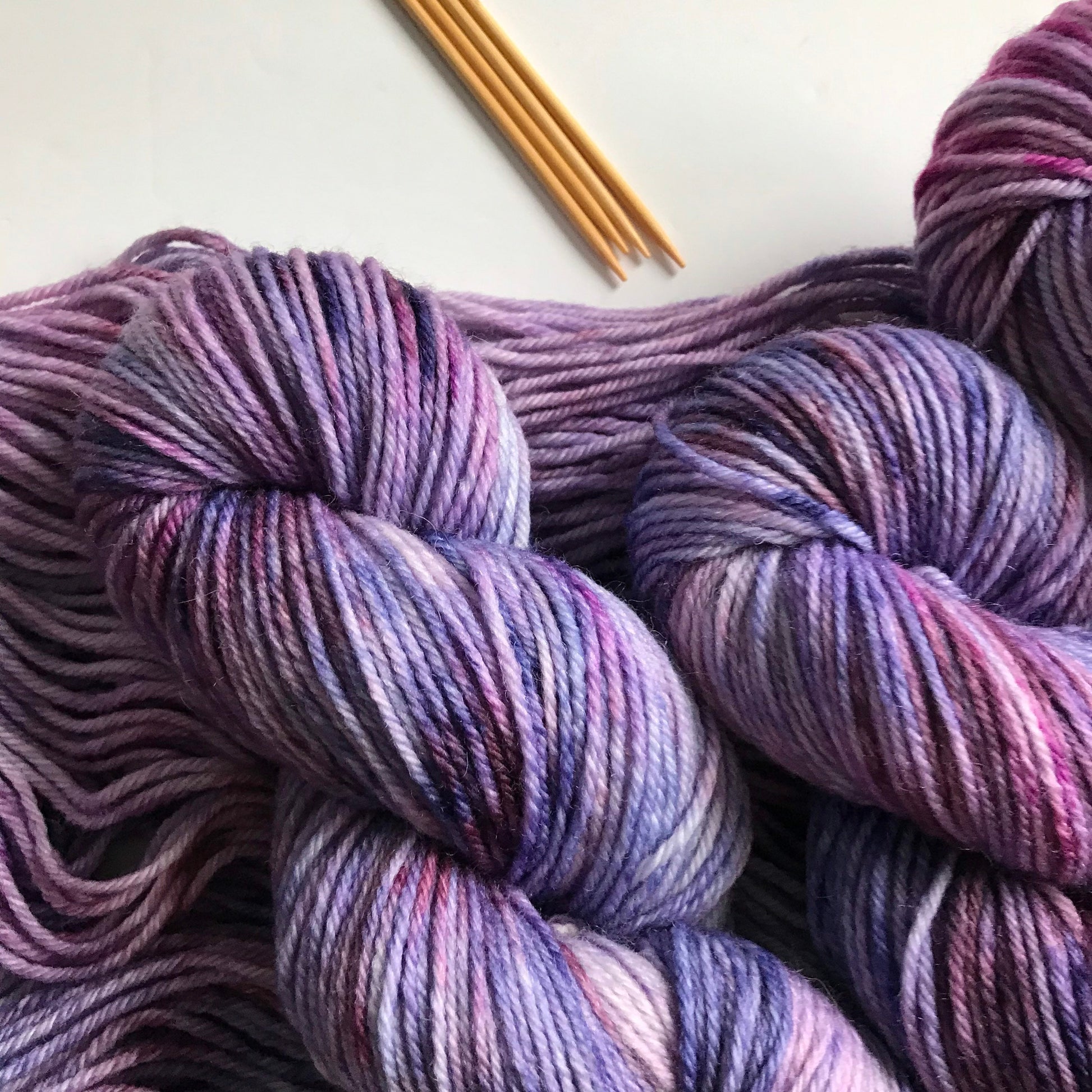 Handdyed Superwash Merino Sock Yarn: "Cosmos" Purple Pink Tonal, 100g