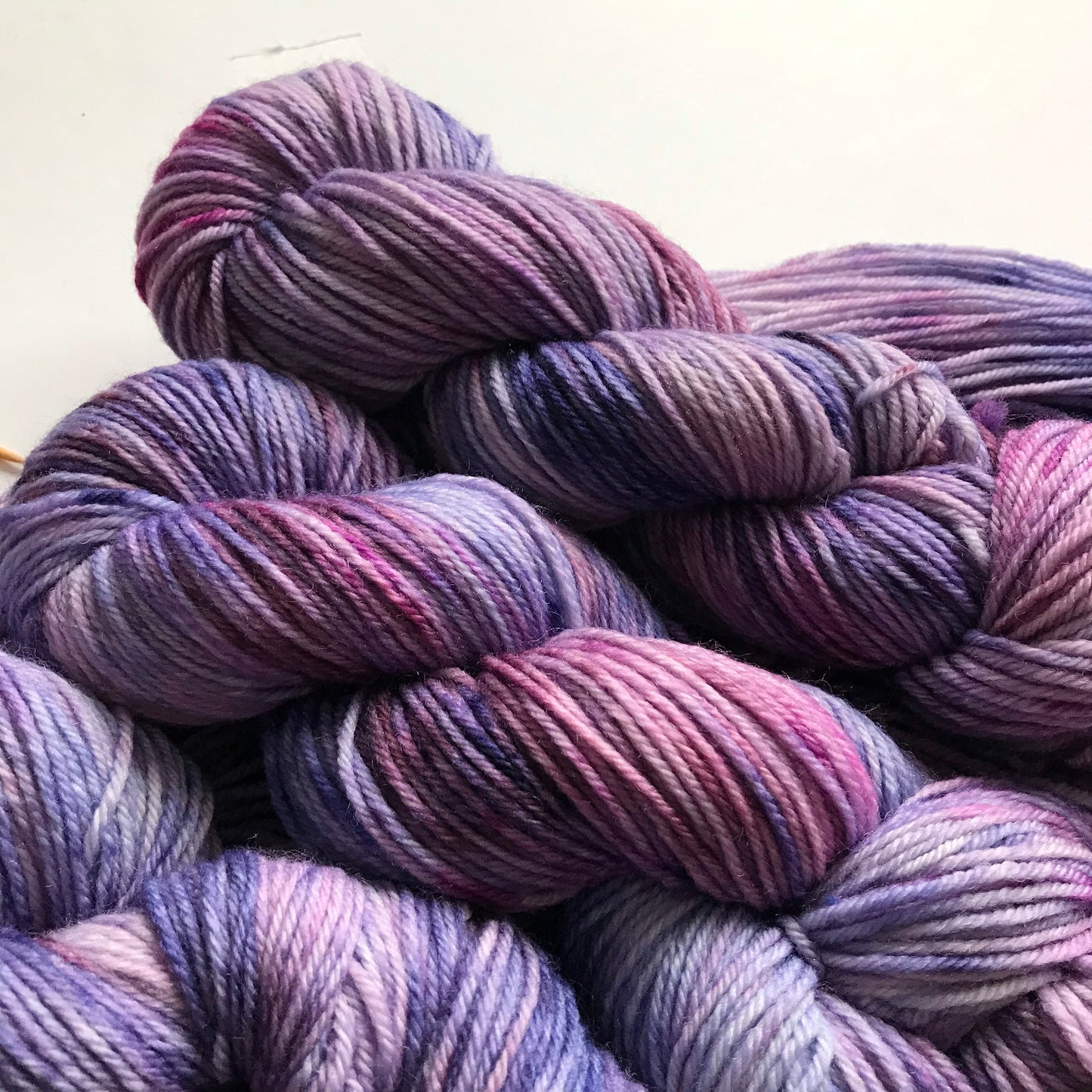 Handdyed Superwash Merino Sock Yarn: "Cosmos" Purple Pink Tonal, 100g