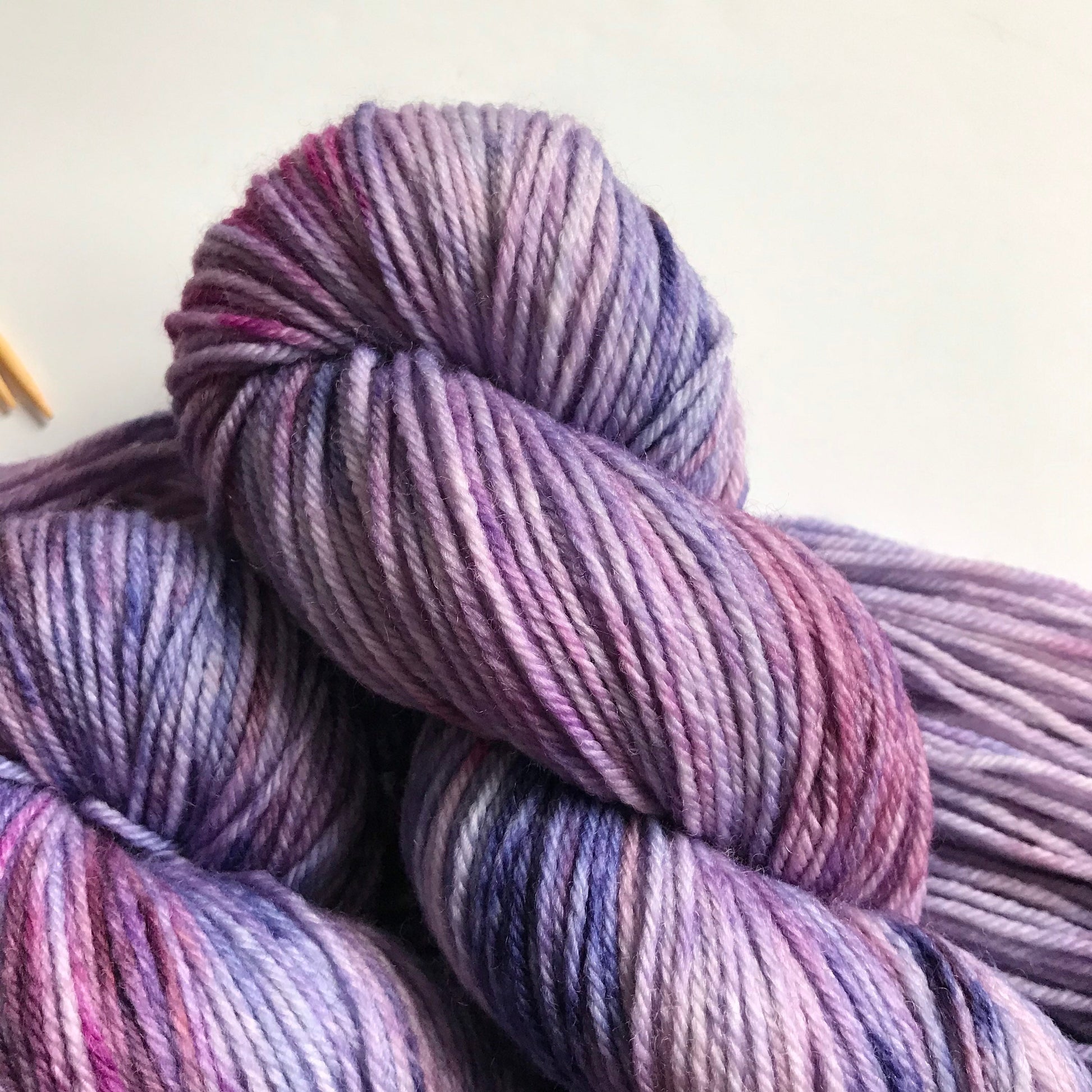 Handdyed Superwash Merino Sock Yarn: "Cosmos" Purple Pink Tonal, 100g