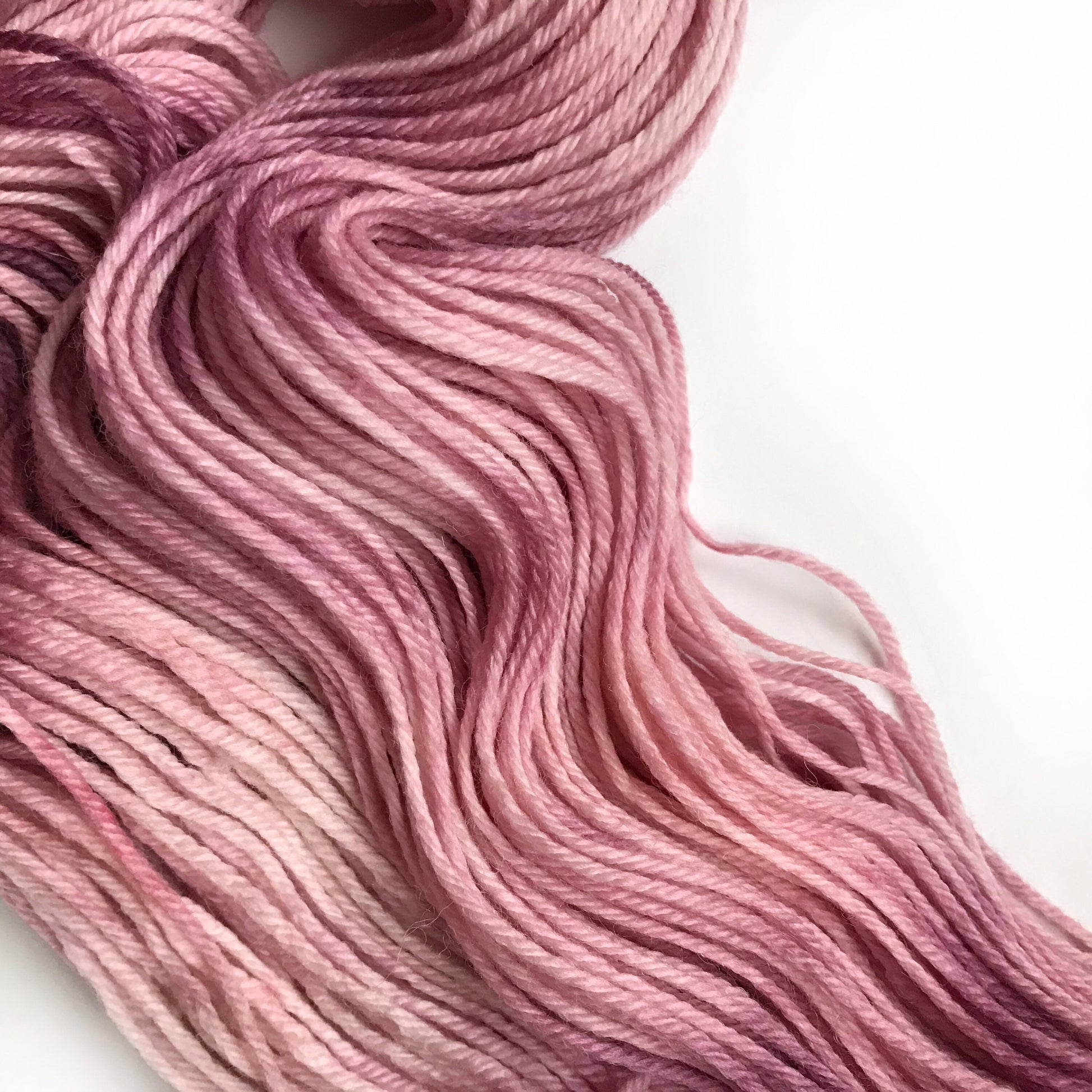 Hand Dyed DK Yarn: "TEA for TWO" Pink Rose Superwash Merino Wool