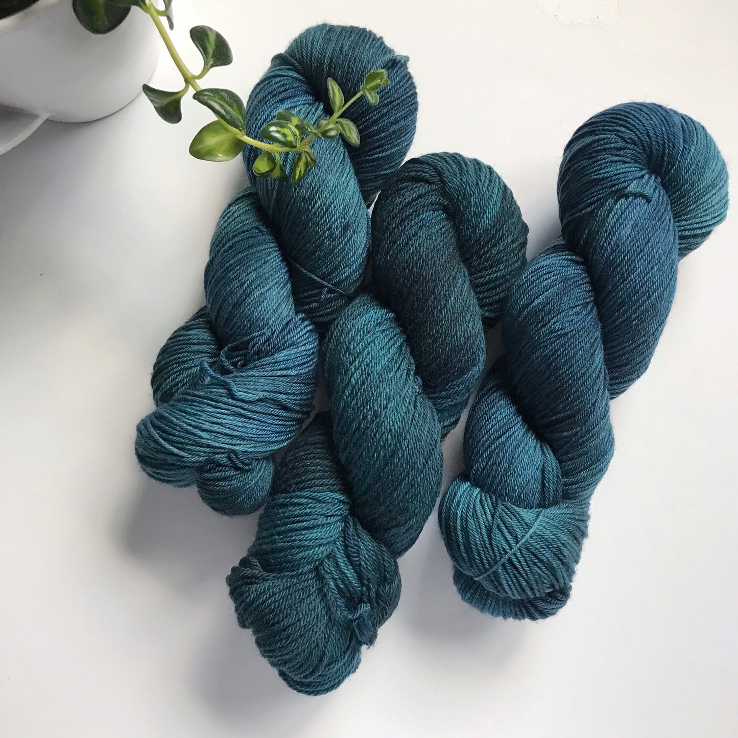 Hand Dyed Superwash Merino Sock Yarn: Turquoise Blue Tonal, 437 yds