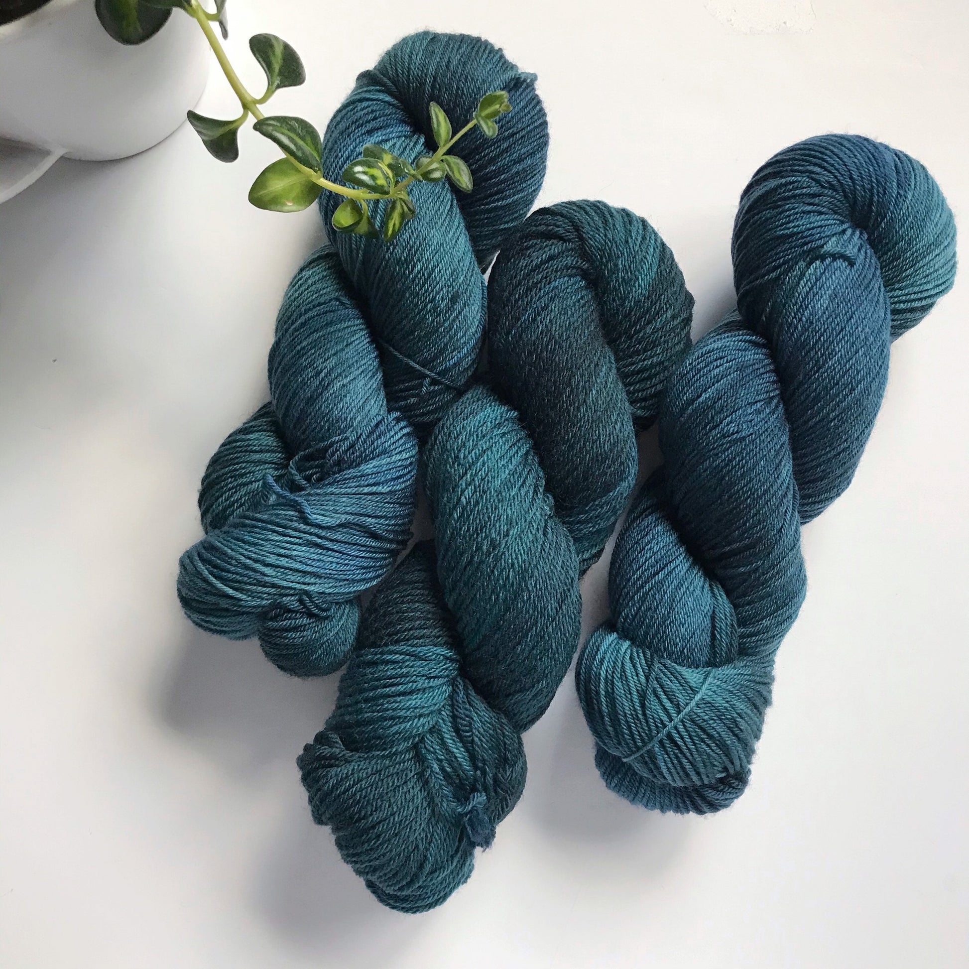Hand Dyed Superwash Merino Sock Yarn: Turquoise Blue Tonal, 437 yds