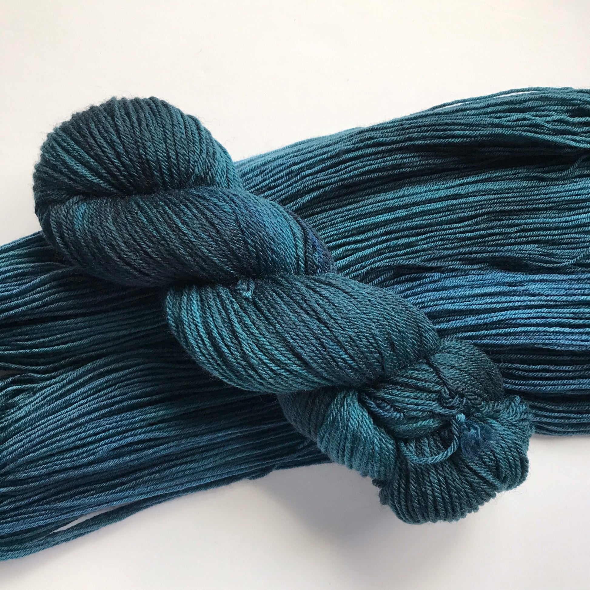 Hand Dyed Superwash Merino Sock Yarn: Turquoise Blue Tonal, 437 yds