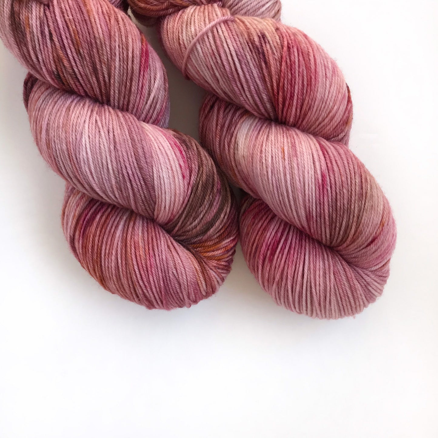 Hand Dyed Merino Wool Yarn: Pink, Copper, & Burgundy - 437m