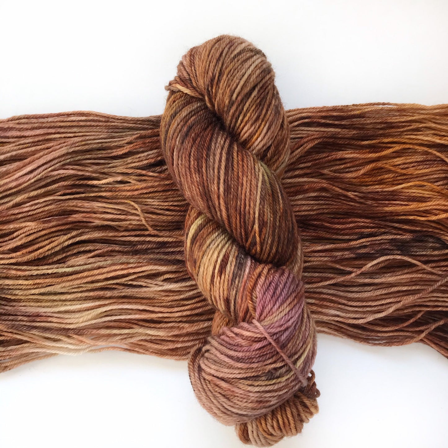 Hand-Dyed Superwash Merino Yarn, "Eye of the Tiger" Brown Tan Beige