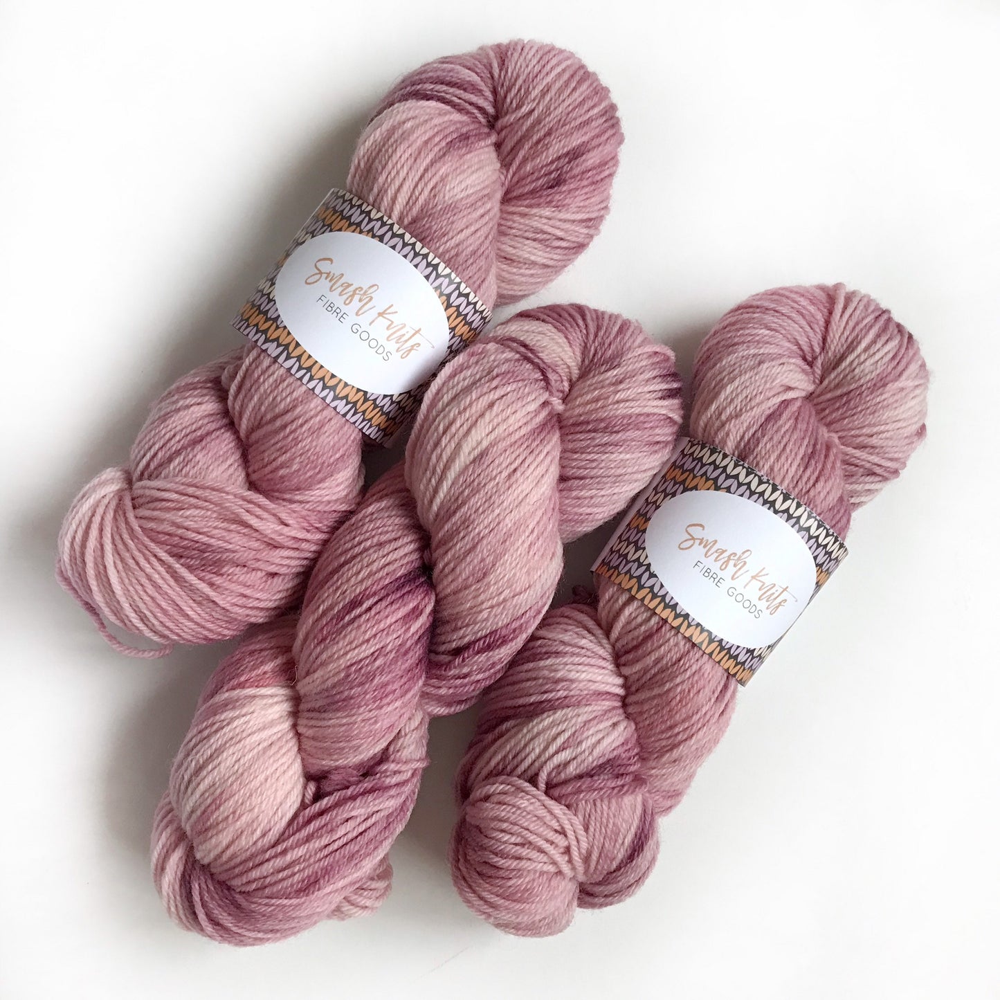 Hand Dyed DK Yarn: "TEA for TWO" Pink Rose Superwash Merino Wool