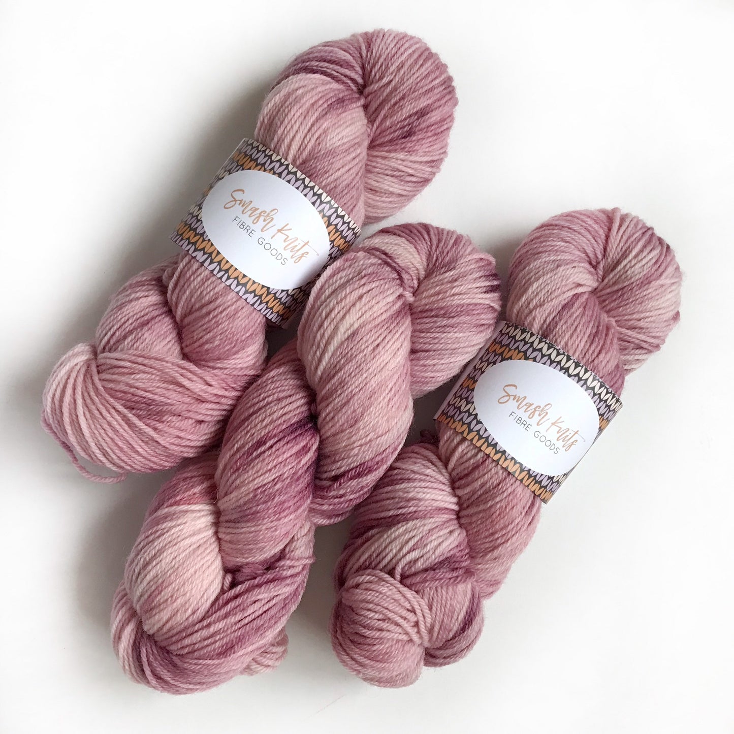 Hand Dyed Yarn "TEA for TWO" Pink Superwash Merino Wool Fingering Weight, 100g