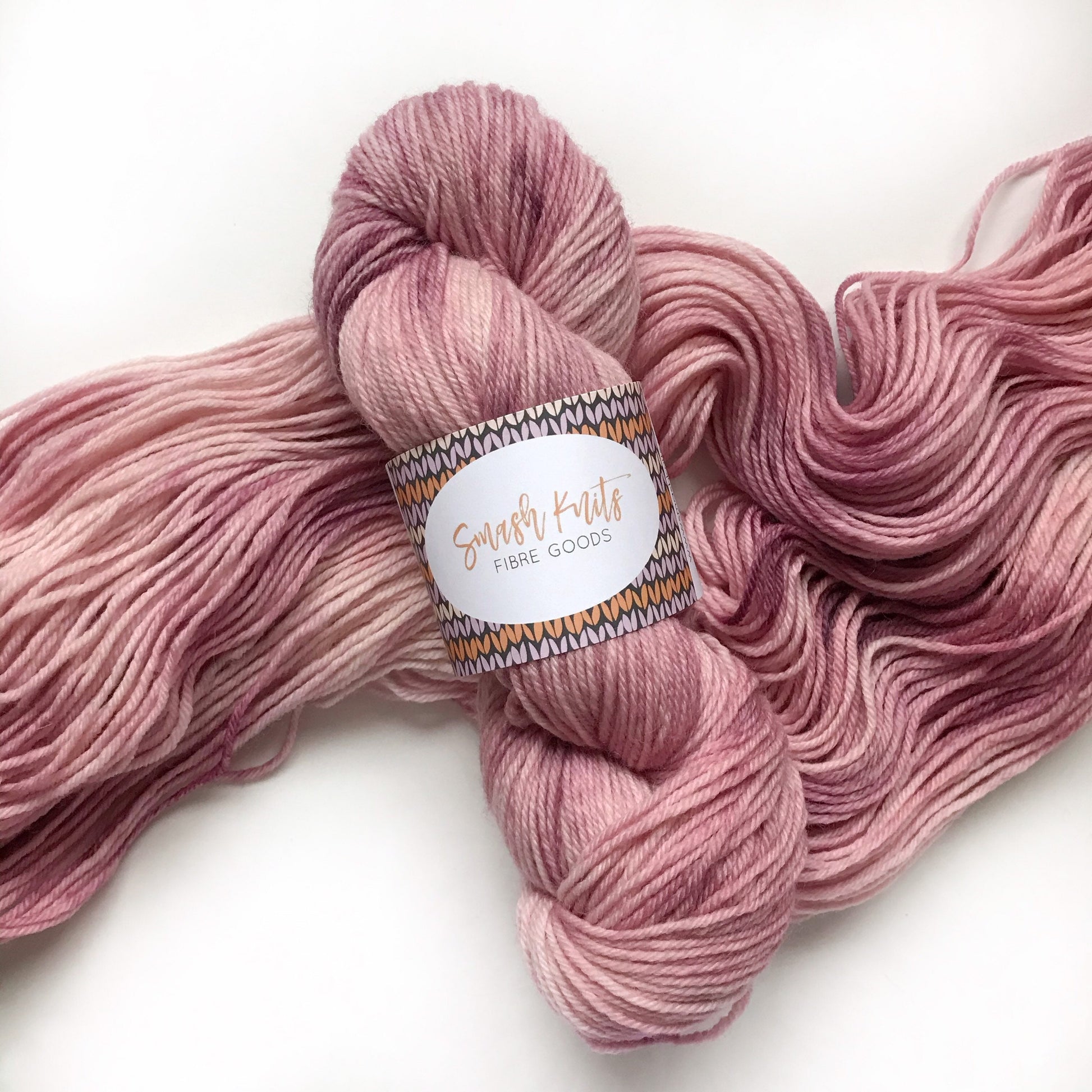 Hand Dyed Yarn "TEA for TWO" Pink Superwash Merino Wool Fingering Weight, 100g