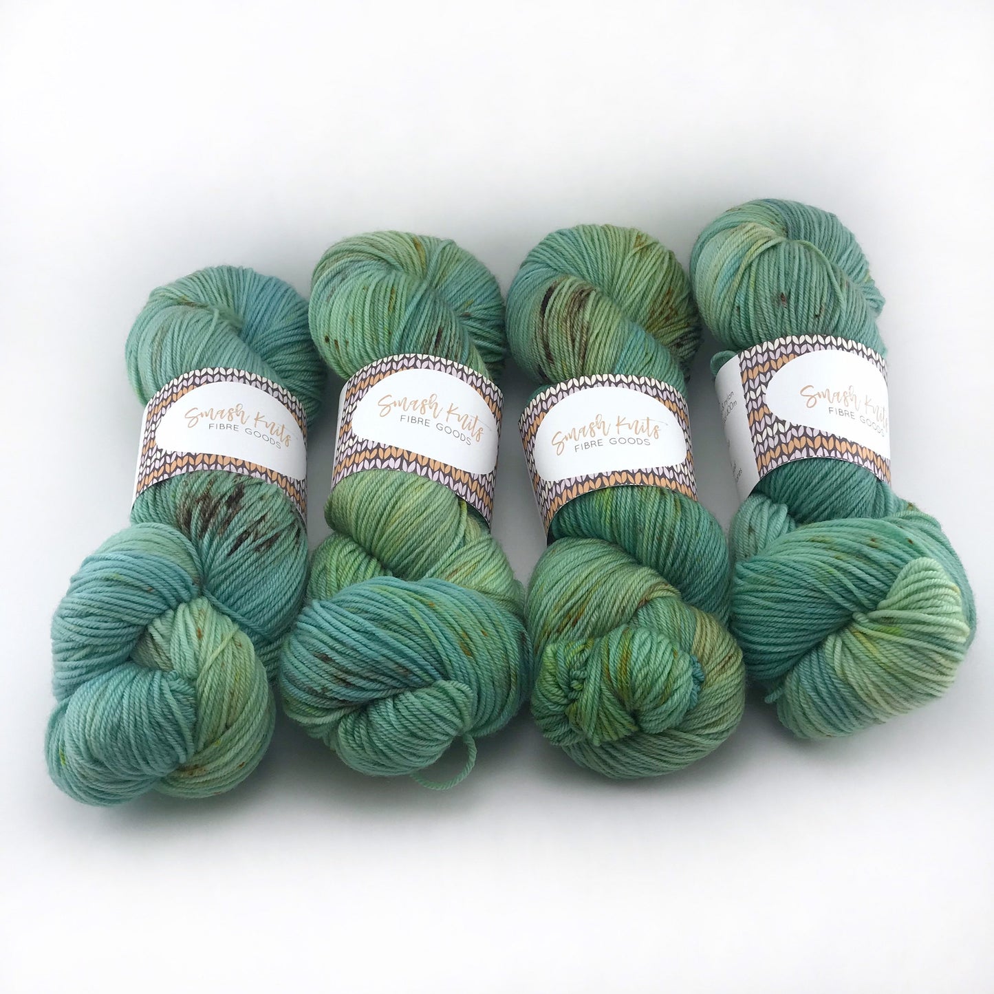 Hand Dyed Speckled Merino Sock Yarn: TERRA NOVA, Green Blue Brown