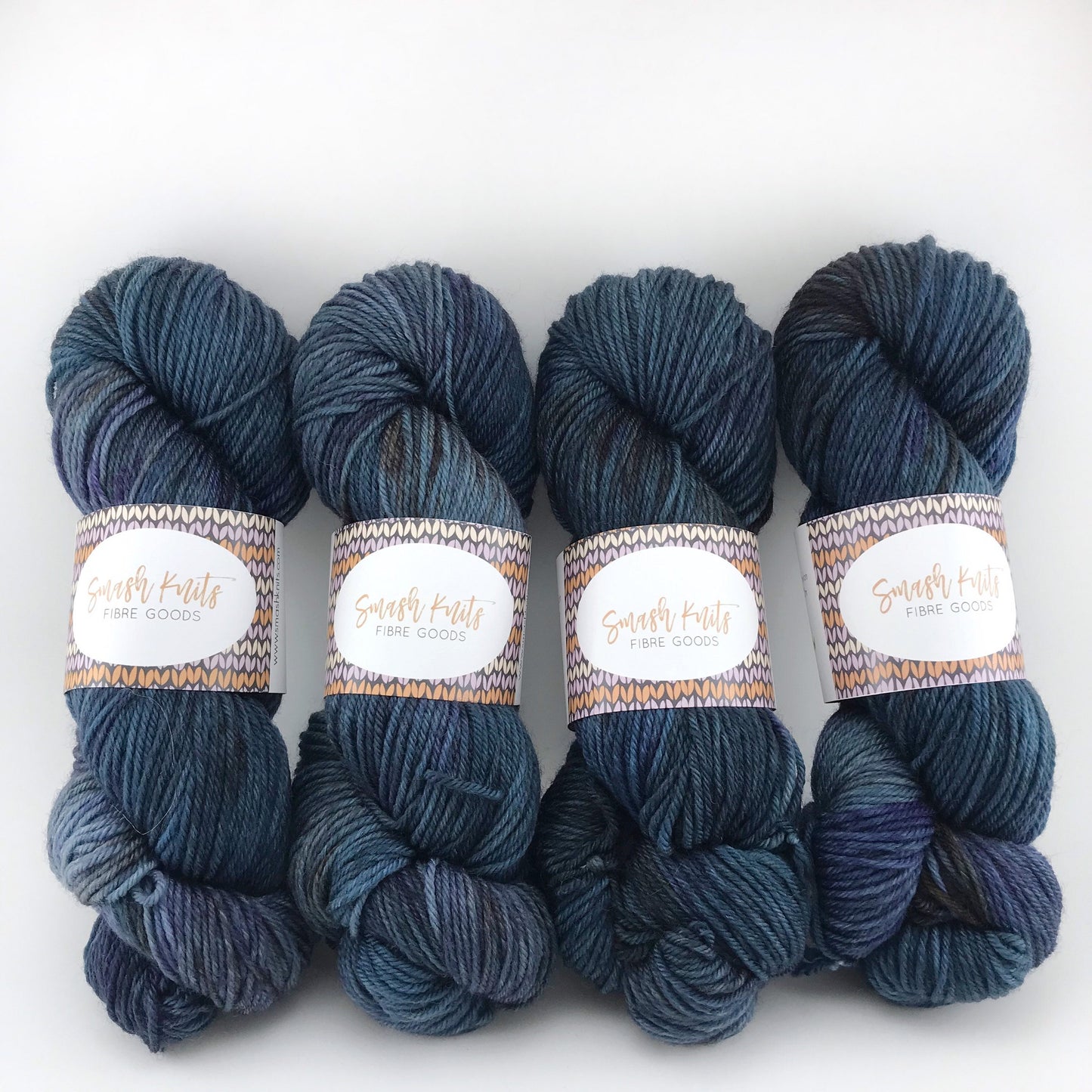 Handdyed Superwash Merino DK Yarn: "SLEEPY HOLLOW" Teal Purple Brown, 100g