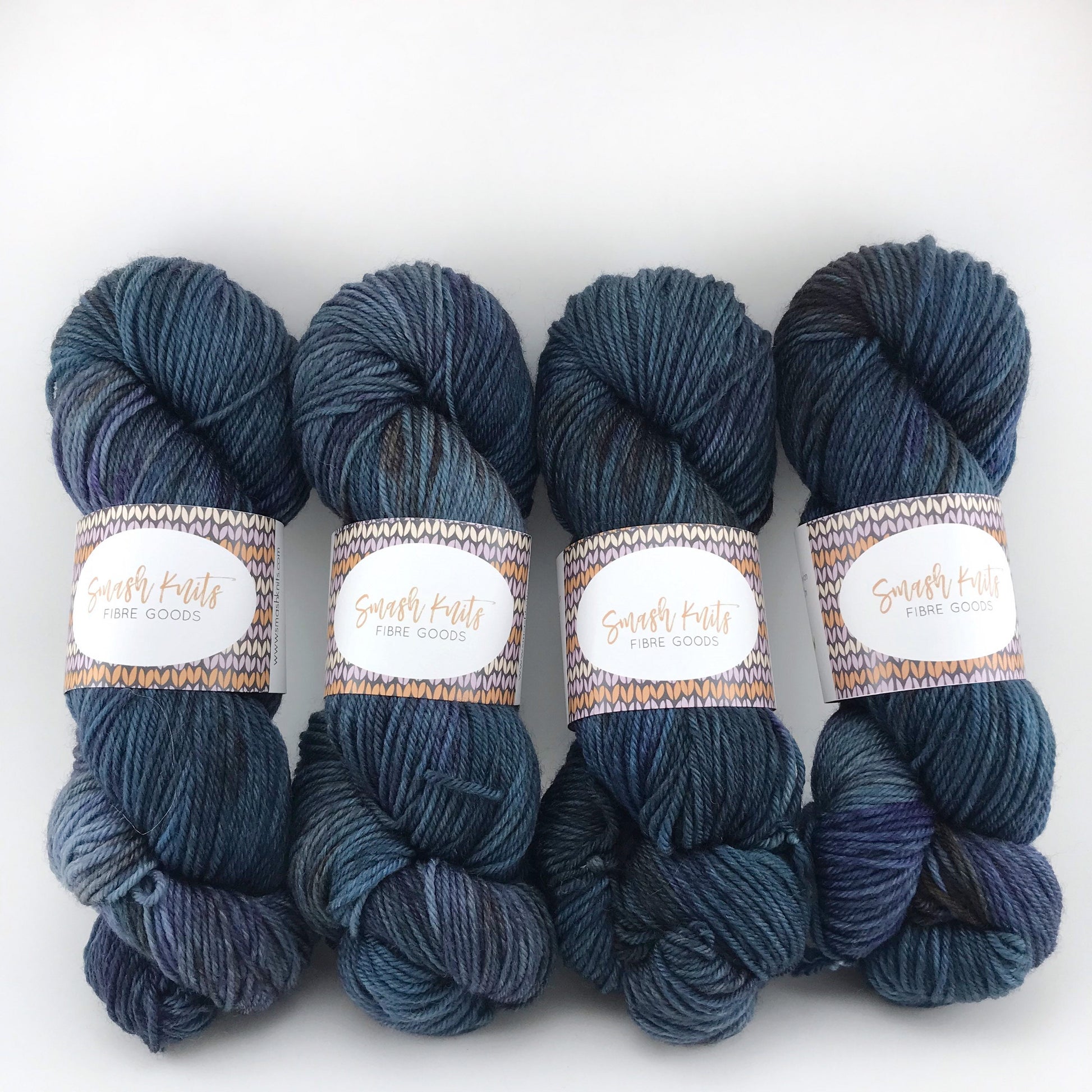 Handdyed Superwash Merino DK Yarn: "SLEEPY HOLLOW" Teal Purple Brown, 100g