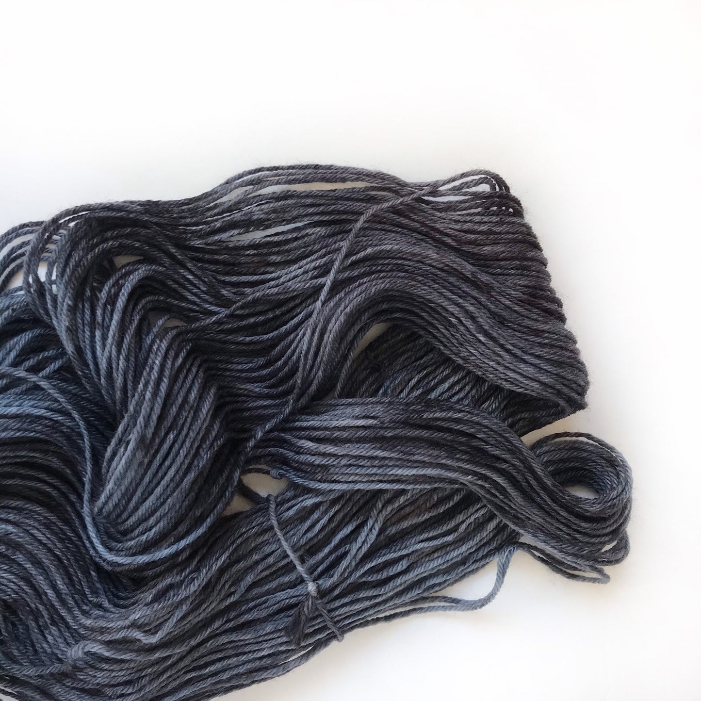 Hand-Dyed DK Yarn: Grey Black Speckled Superwash Merino, 100g