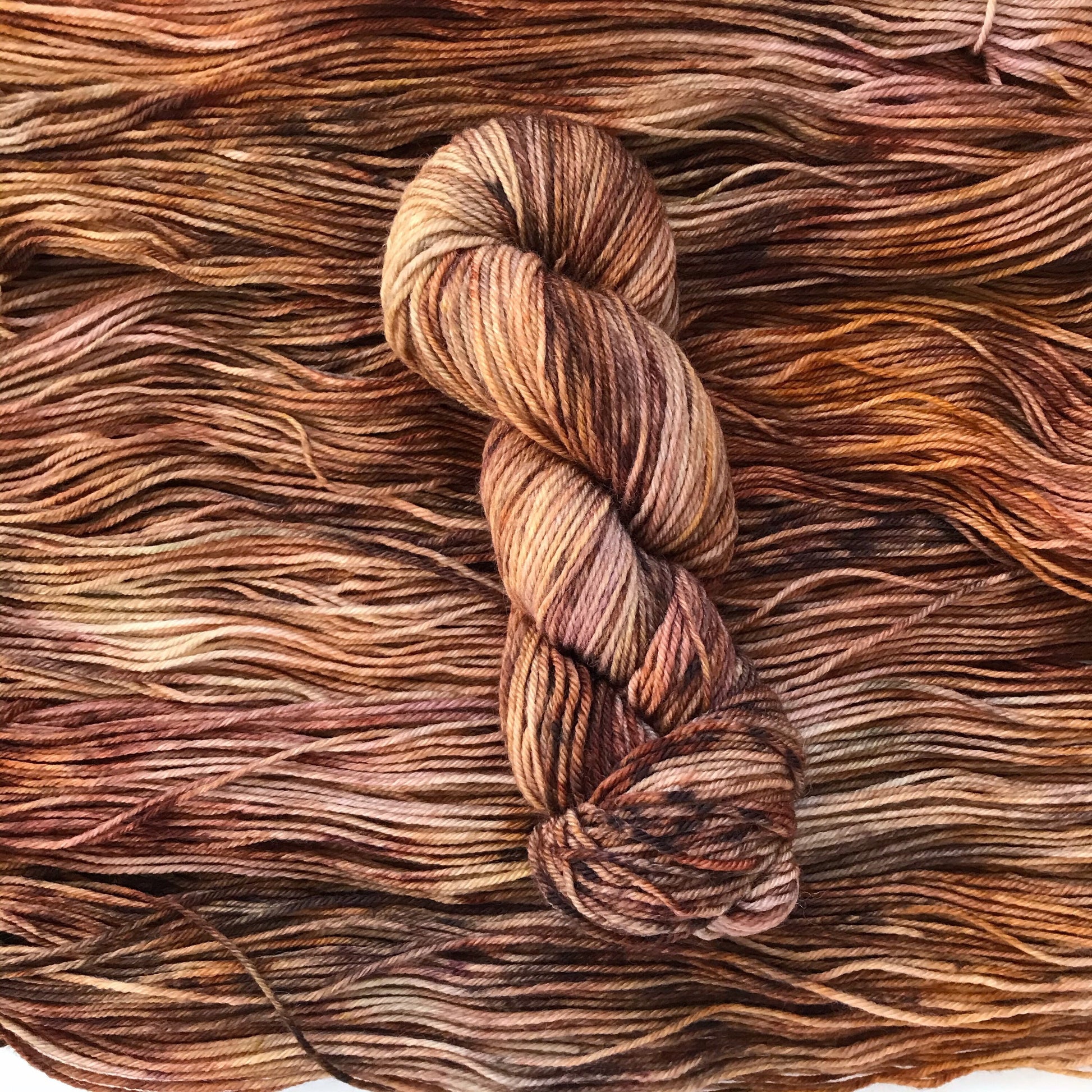 Hand-Dyed Superwash Merino Yarn, "Eye of the Tiger" Brown Tan Beige
