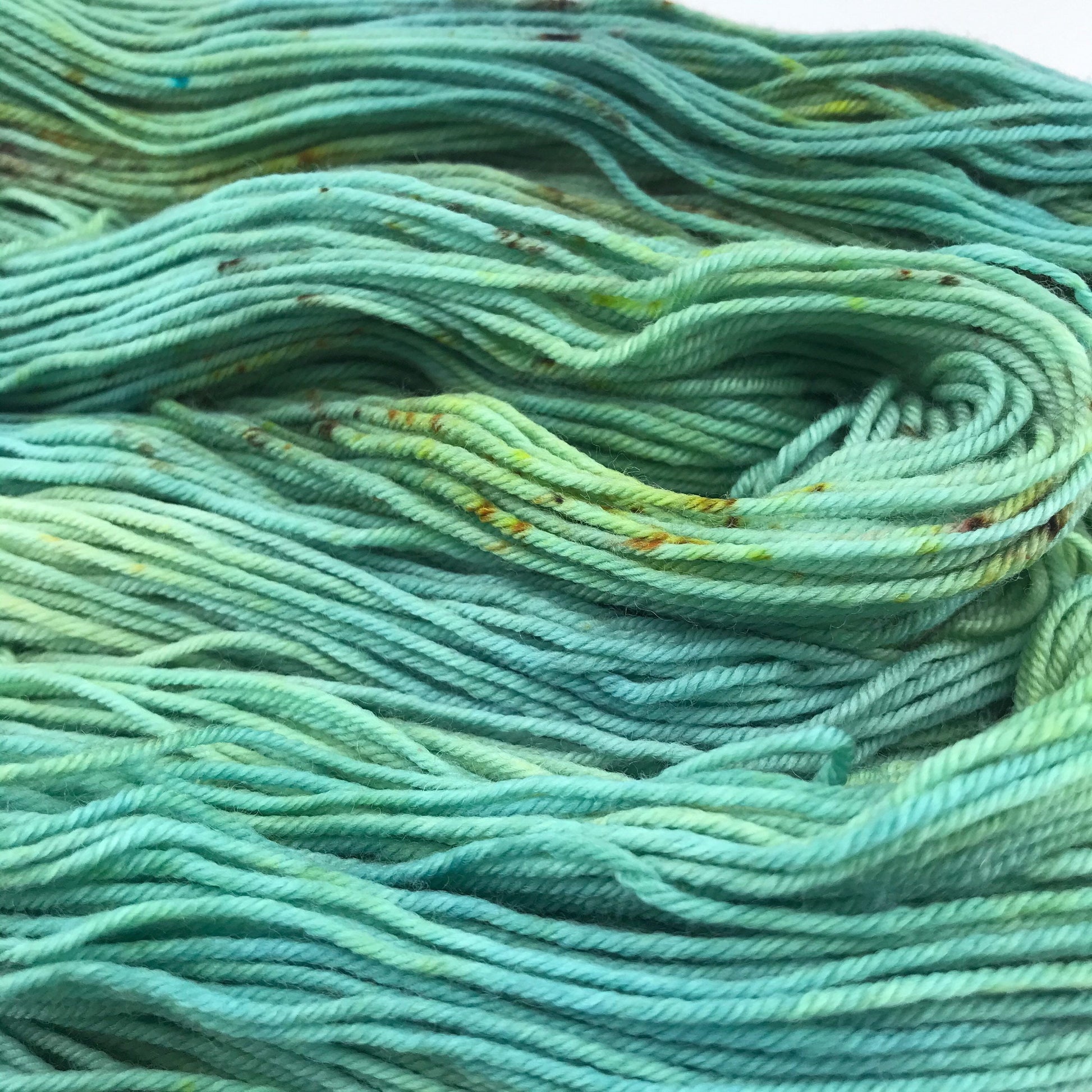 Hand Dyed Speckled Merino Sock Yarn: TERRA NOVA, Green Blue Brown