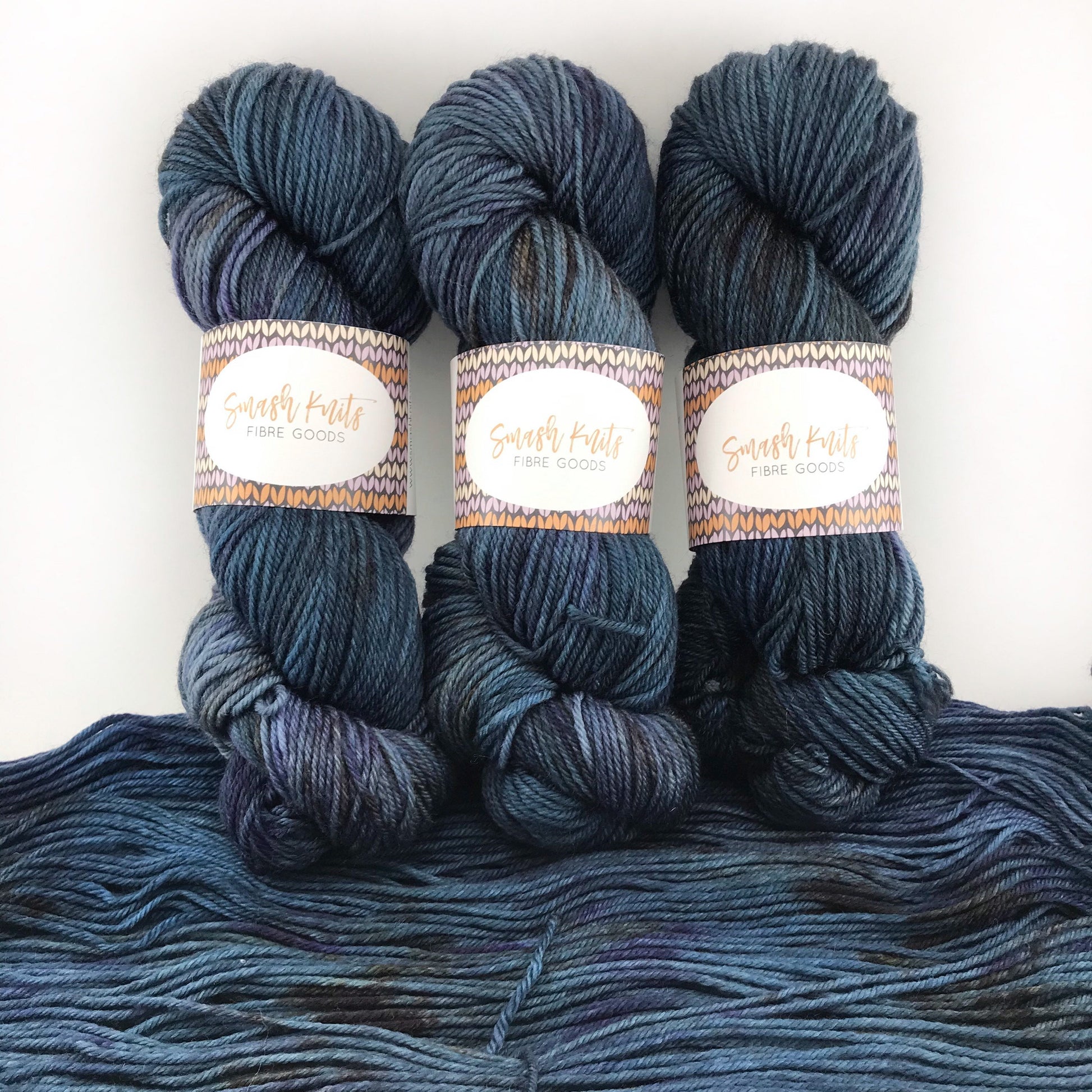 Handdyed Superwash Merino DK Yarn: "SLEEPY HOLLOW" Teal Purple Brown, 100g