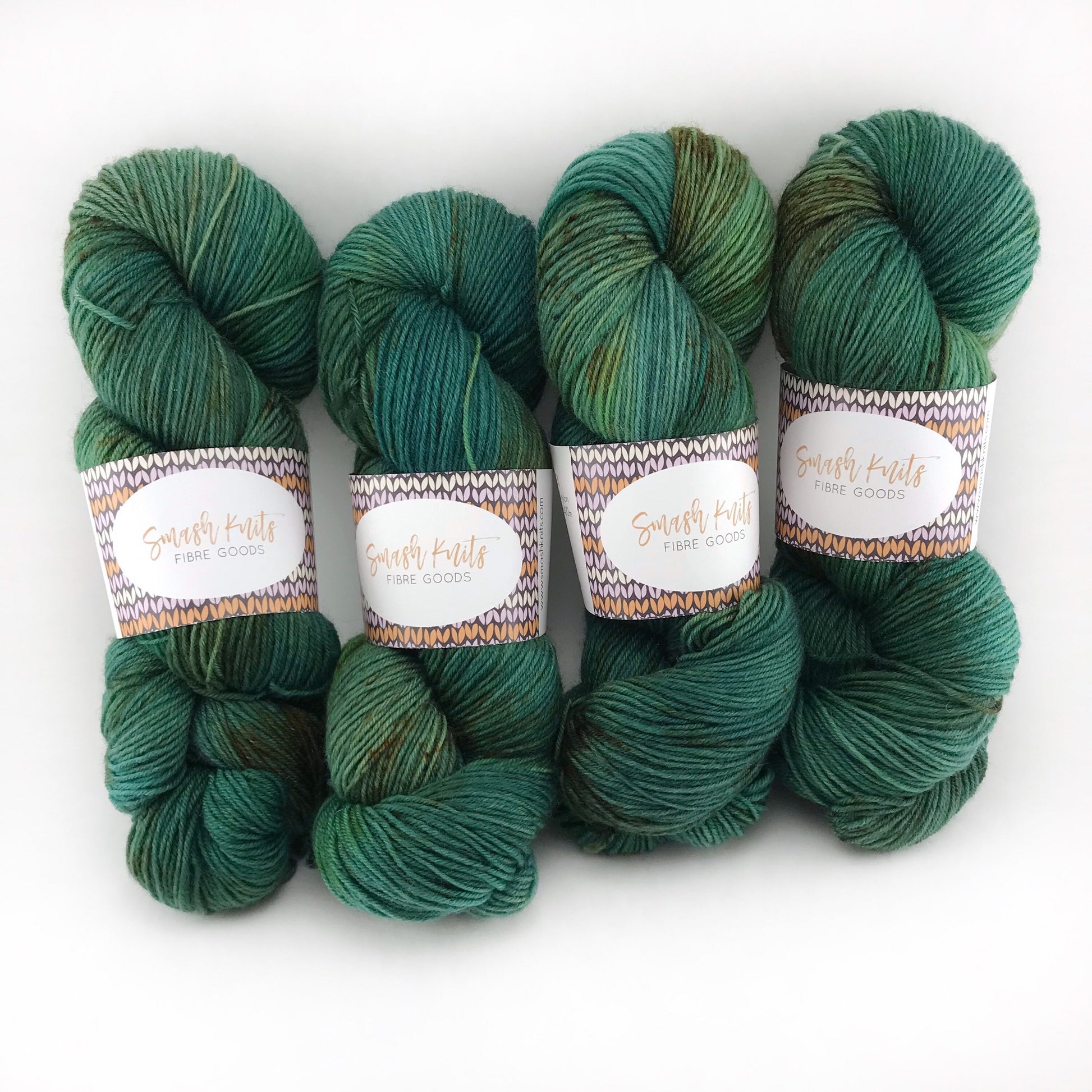 Hand Dyed Yarn “MONSTERA” Greens Brown Speckled SW Deluxe Merino Fingering Sock Yarn, Ready to Ship 100g 437 yards