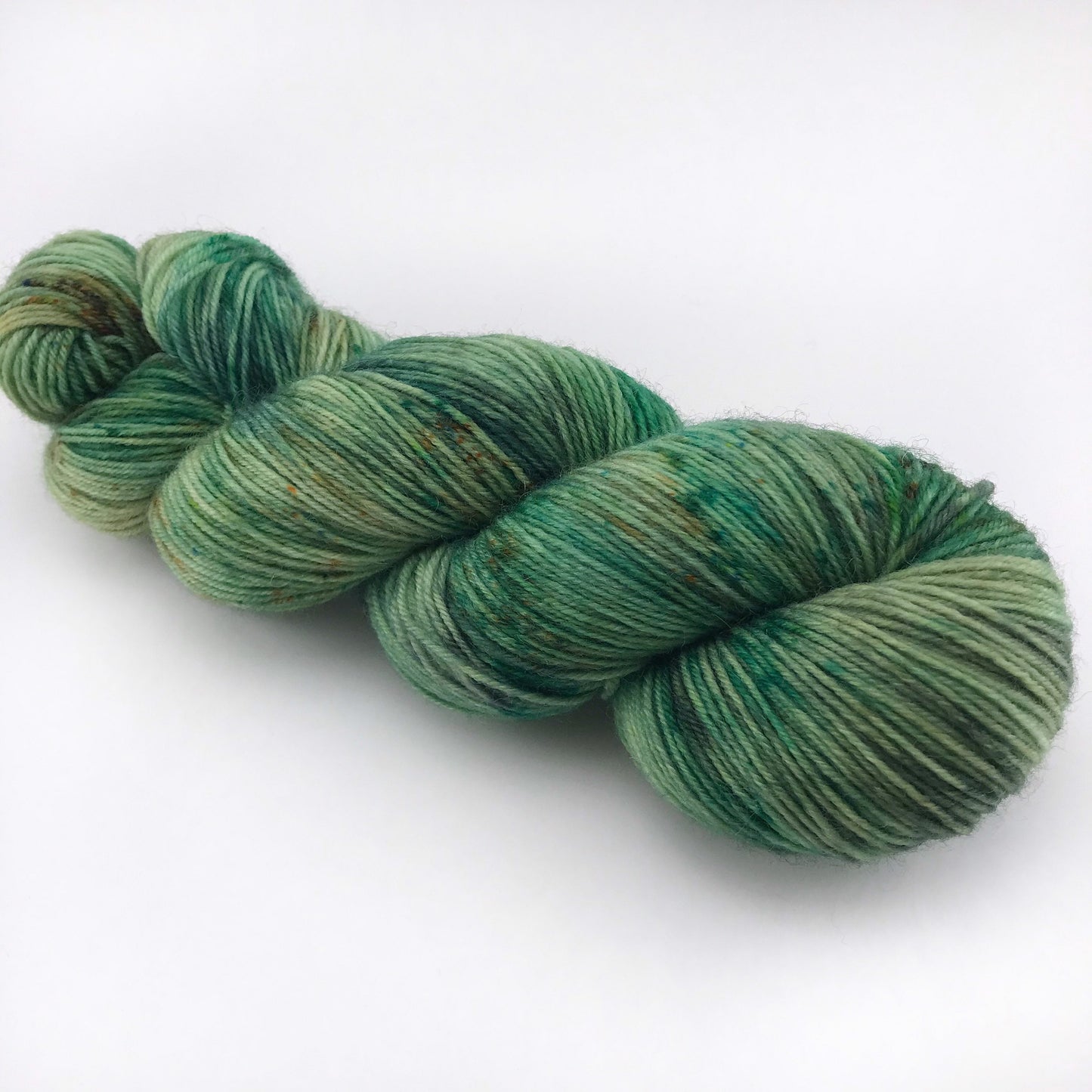 Hand Dyed Speckled Green Merino Sock Yarn: "WOAH, NESSIE!"