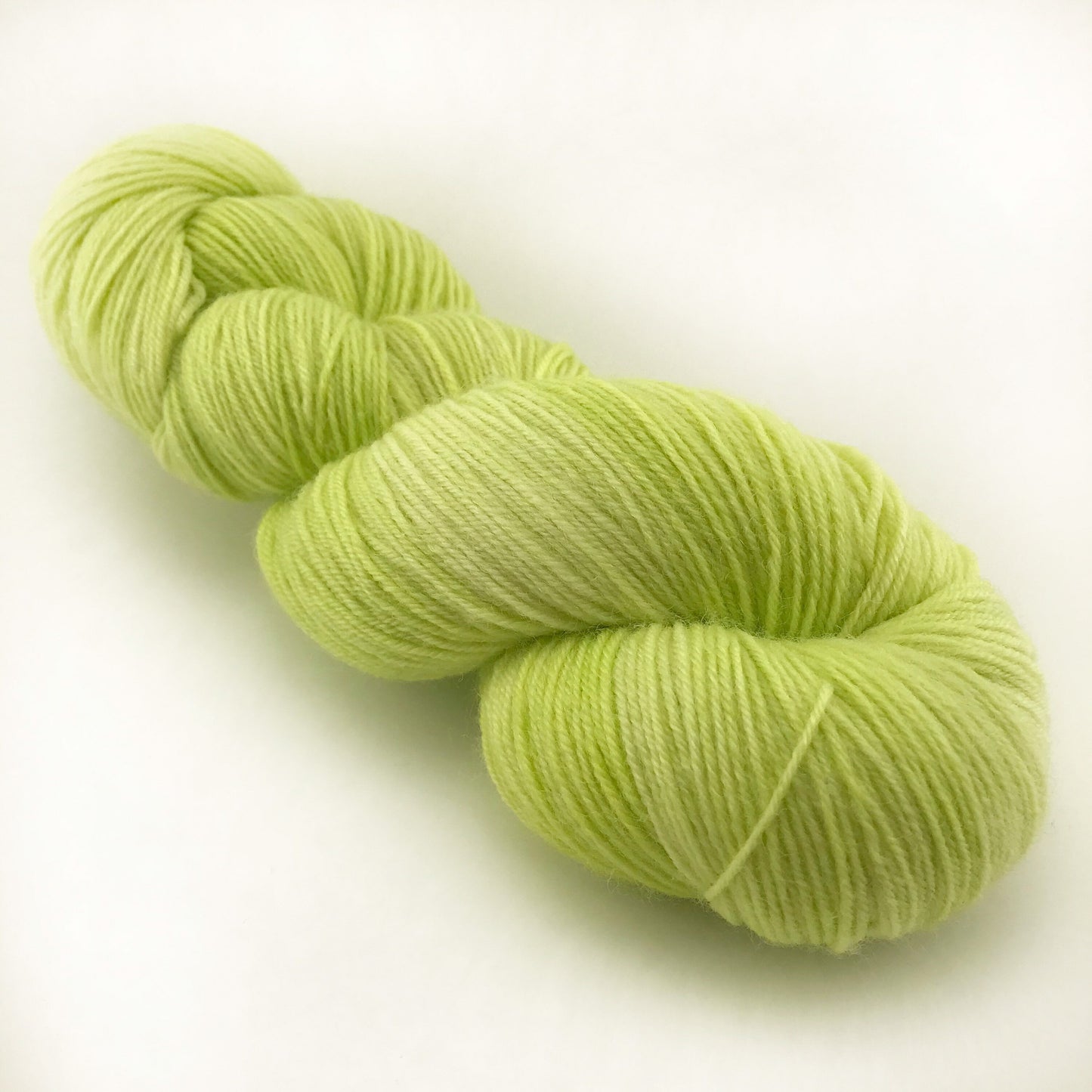 Hand Dyed Superwash Merino Sock Yarn: Neon Green Yellow, 437 yds