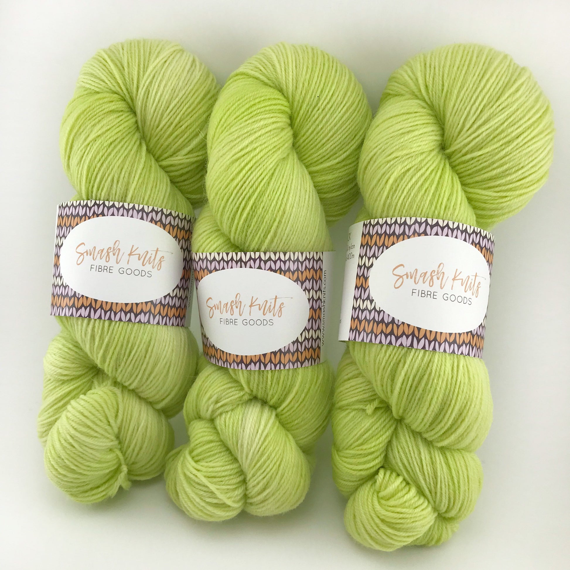 Hand Dyed Superwash Merino Sock Yarn: Neon Green Yellow "Glowbug"