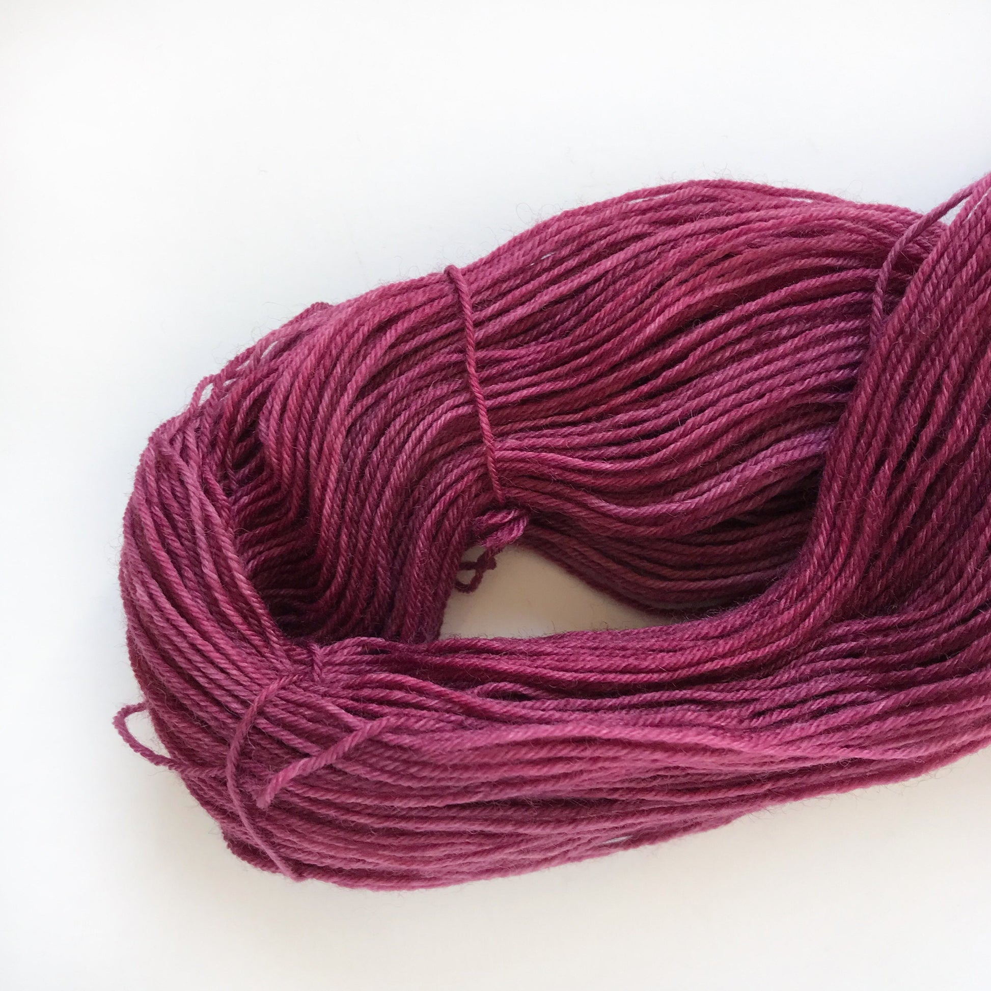Hand Dyed Yarn “CLARET” Pink Burgundy Red Scarlet SW Merino Fingering 100g 437 yards