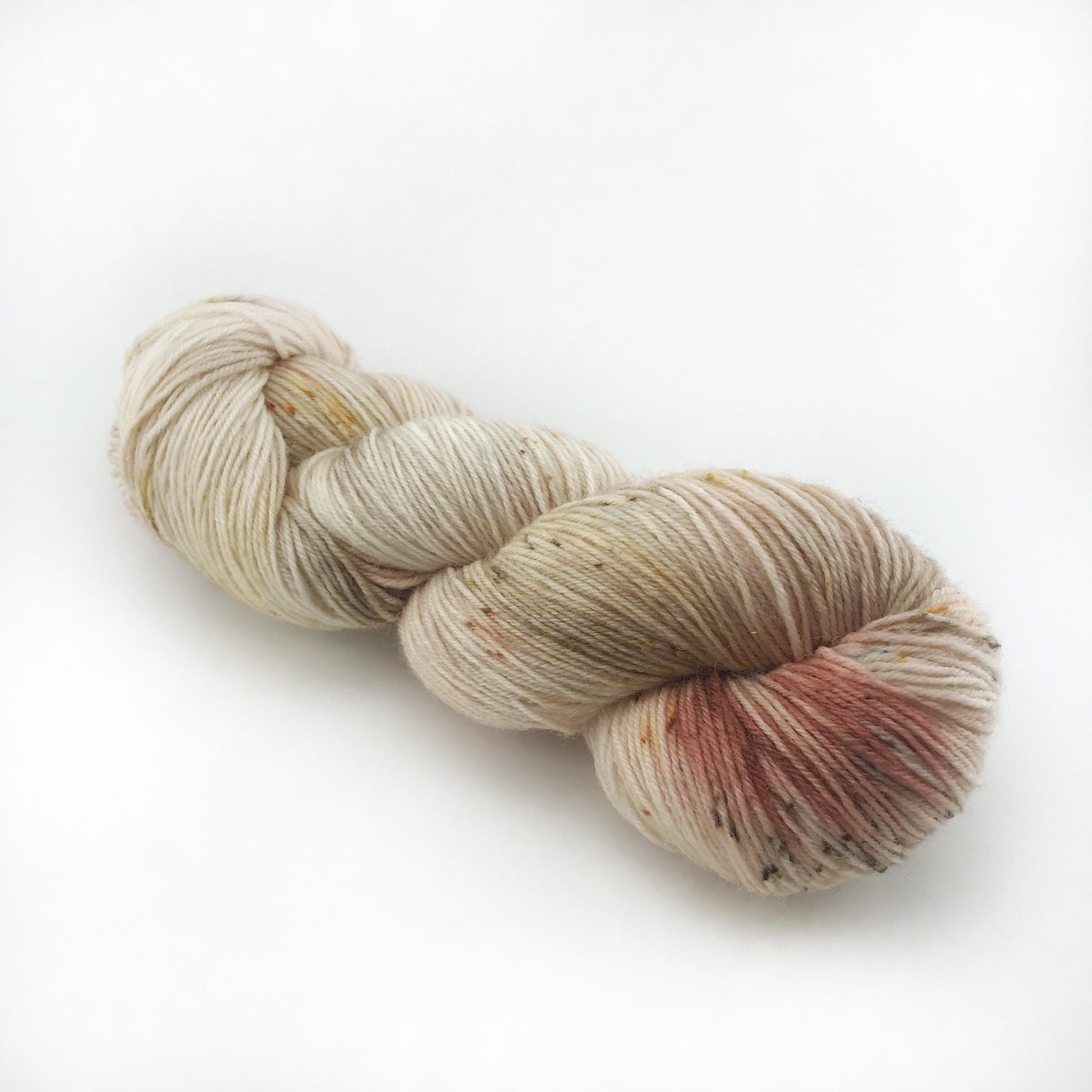 Hand Dyed Superwash Merino Sock Yarn: Antiqued Cream Peach Copper, 437 yds