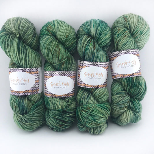 Hand-Dyed Superwash Merino DK Yarn: "WOAH, NESSIE!" Green Emerald Olive