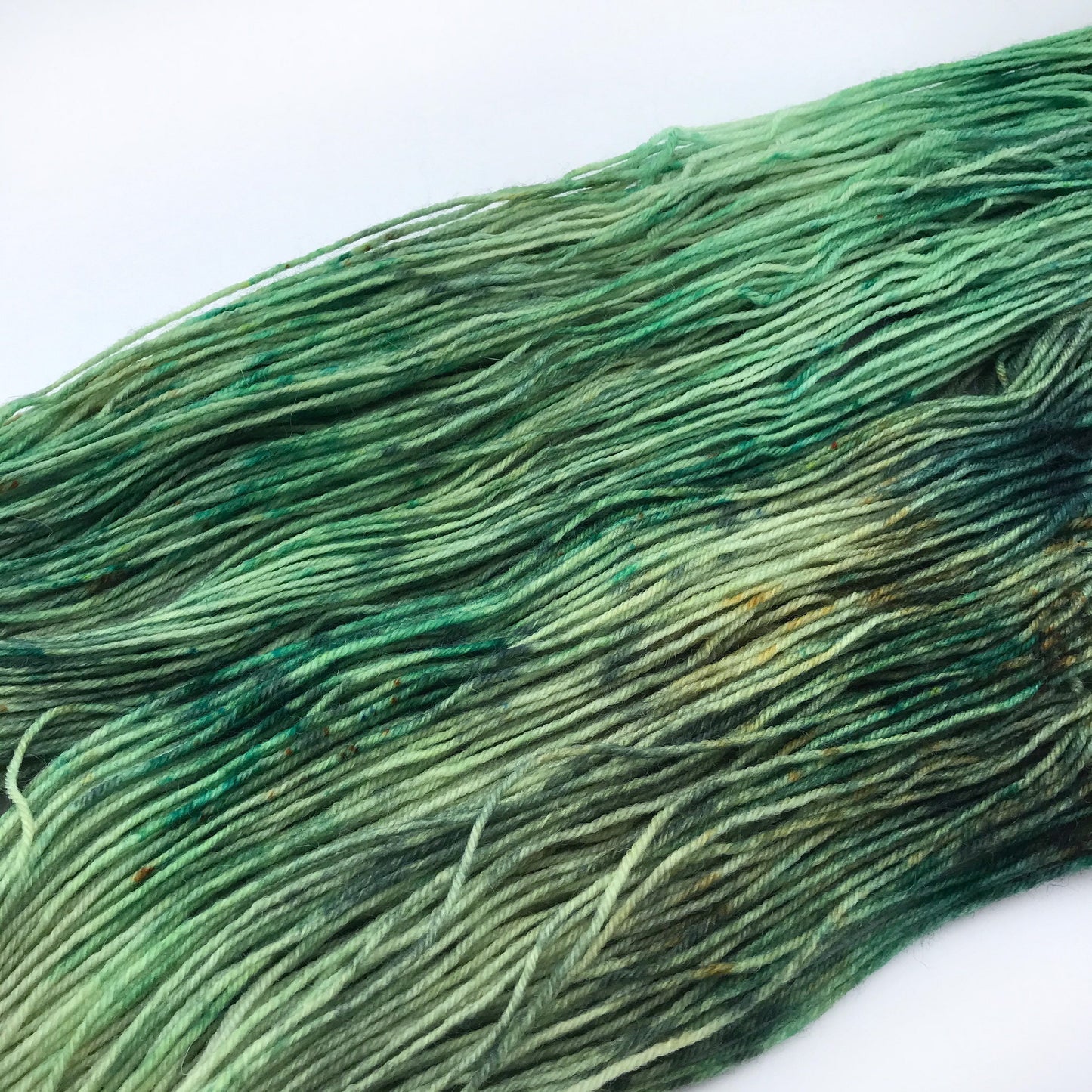 Hand Dyed Speckled Green Merino Sock Yarn: "WOAH, NESSIE!"