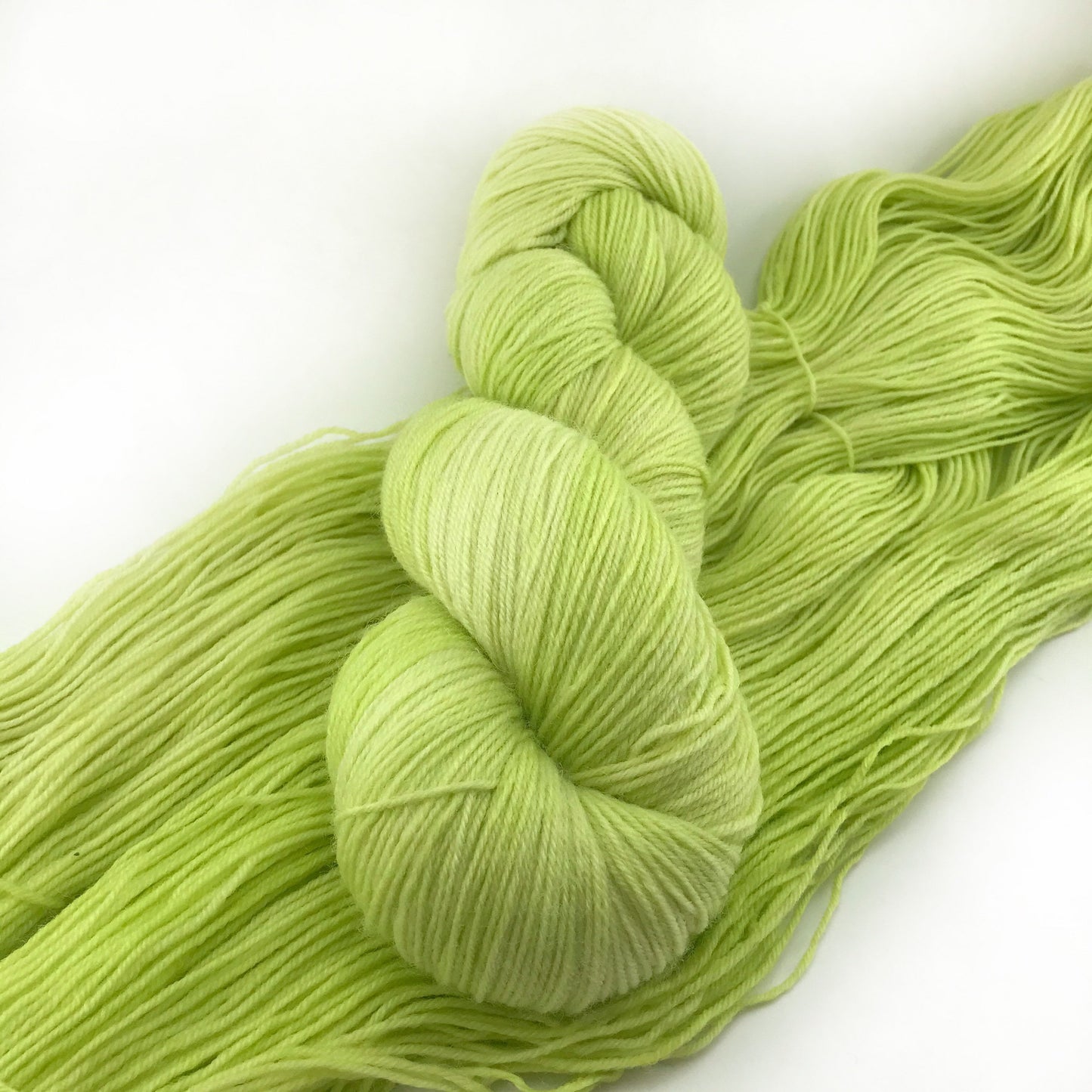 Hand Dyed Superwash Merino Sock Yarn: Neon Green Yellow "Glowbug"