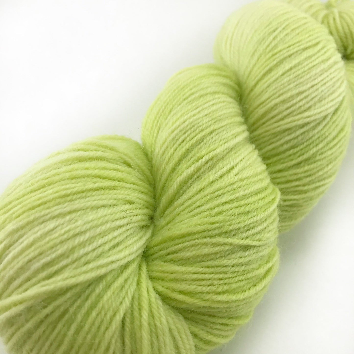 Hand Dyed Superwash Merino Sock Yarn: Neon Green Yellow "Glowbug"