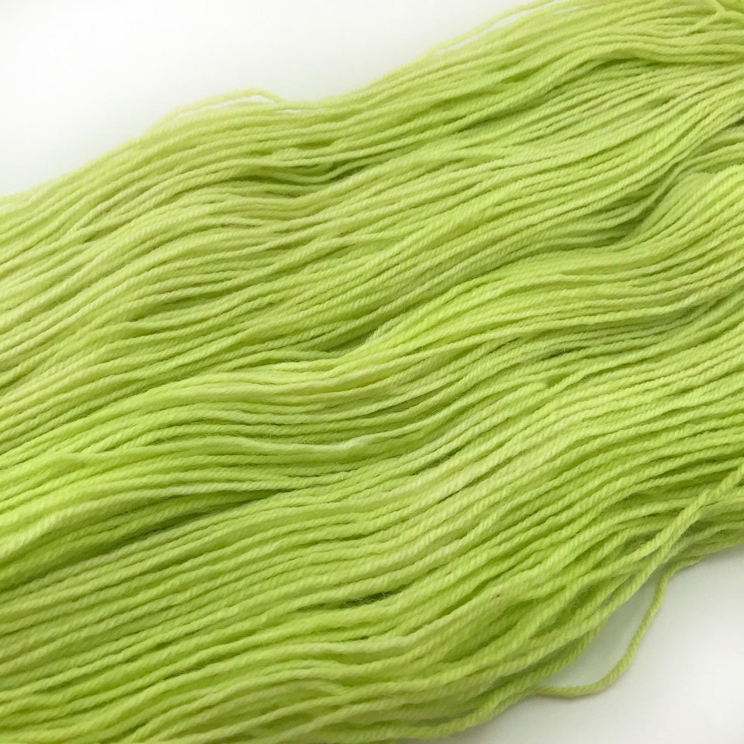 Hand Dyed Superwash Merino Sock Yarn: Neon Green Yellow, 437 yds