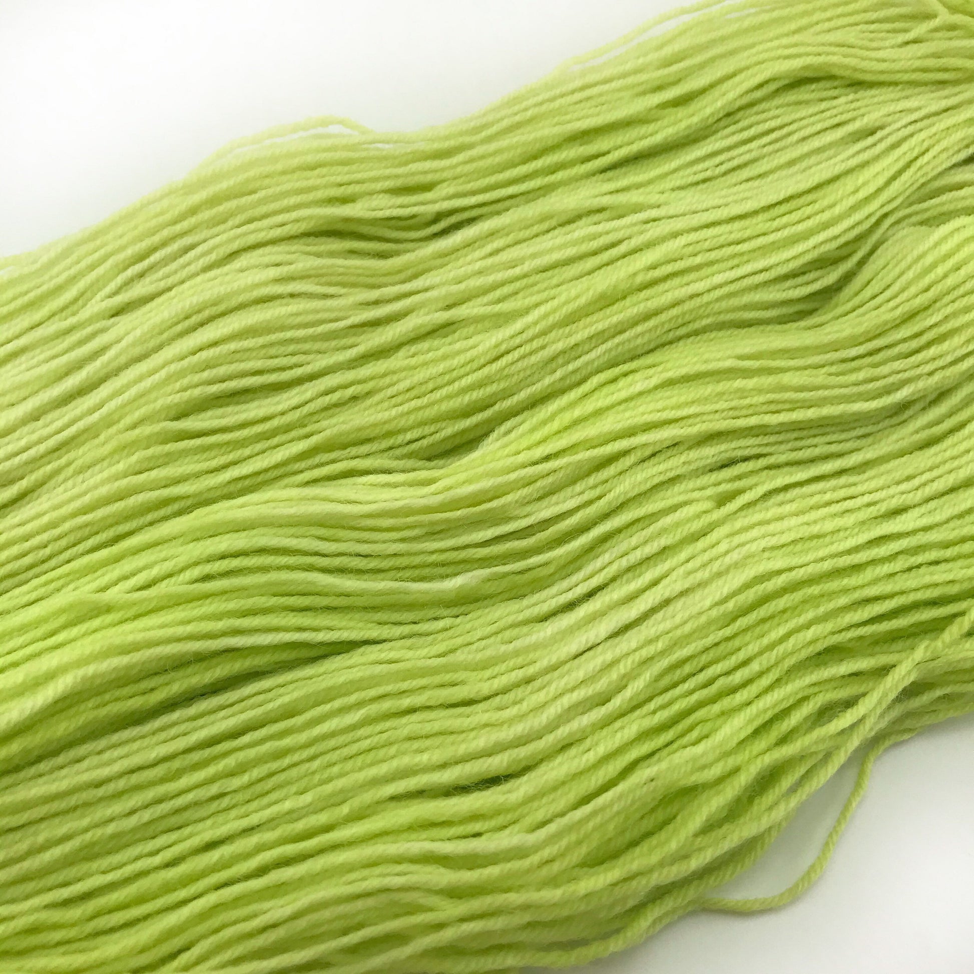 Hand Dyed Superwash Merino Sock Yarn: Neon Green Yellow, 437 yds