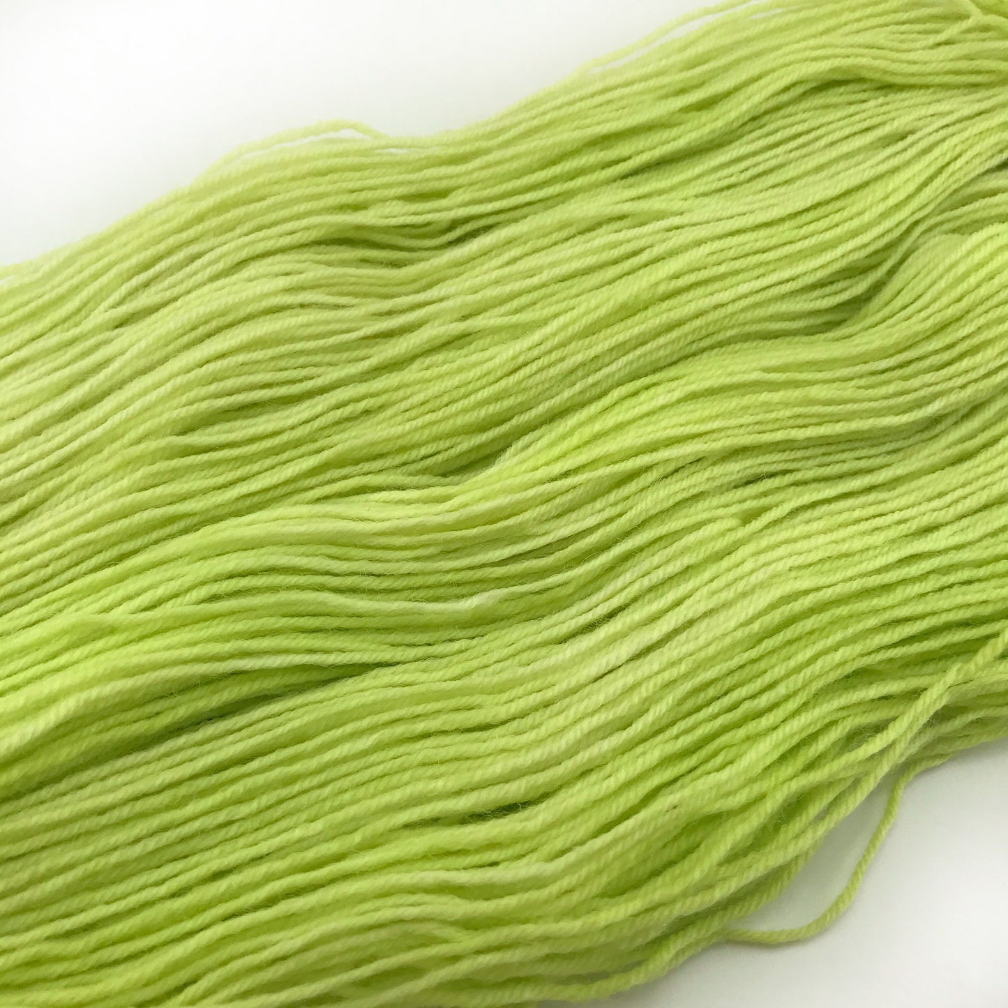 Hand Dyed Superwash Merino Sock Yarn: Neon Green Yellow "Glowbug"