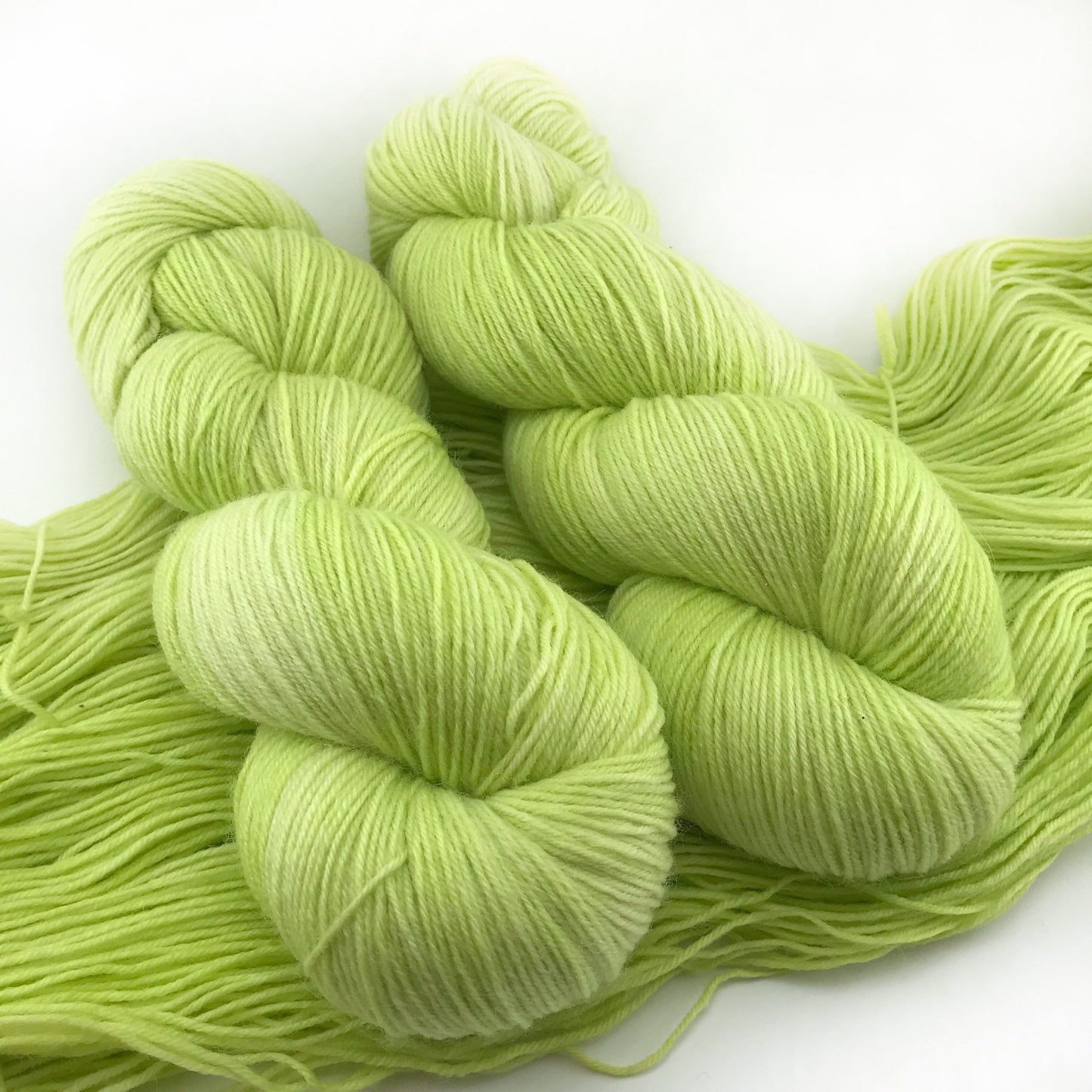 Hand Dyed Superwash Merino Sock Yarn: Neon Green Yellow "Glowbug"