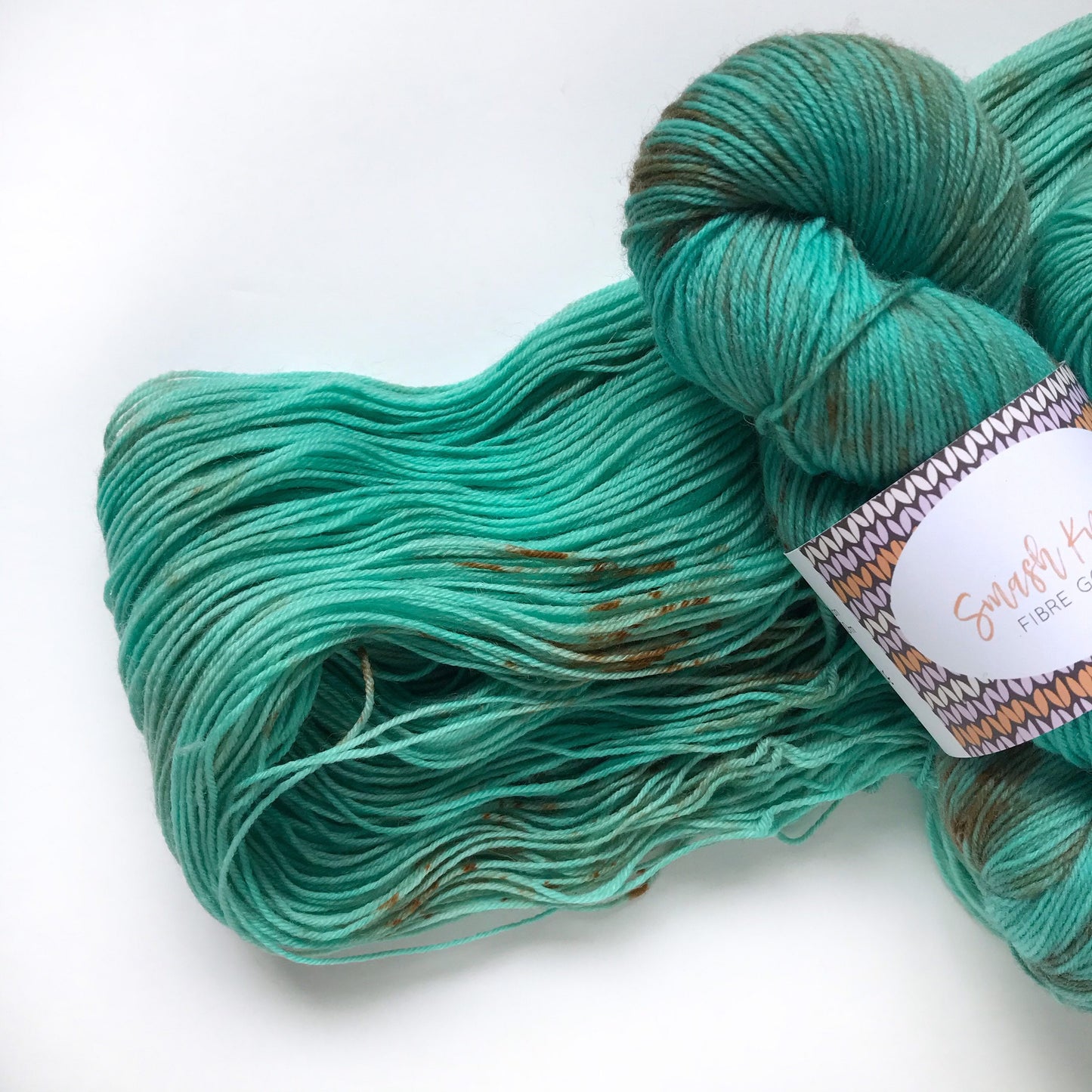 Hand Dyed Yarn “TARNISHED TURQUOISE ” Green Blue Bronze Aqua Speckled Superwash Merino Fingering Weight
