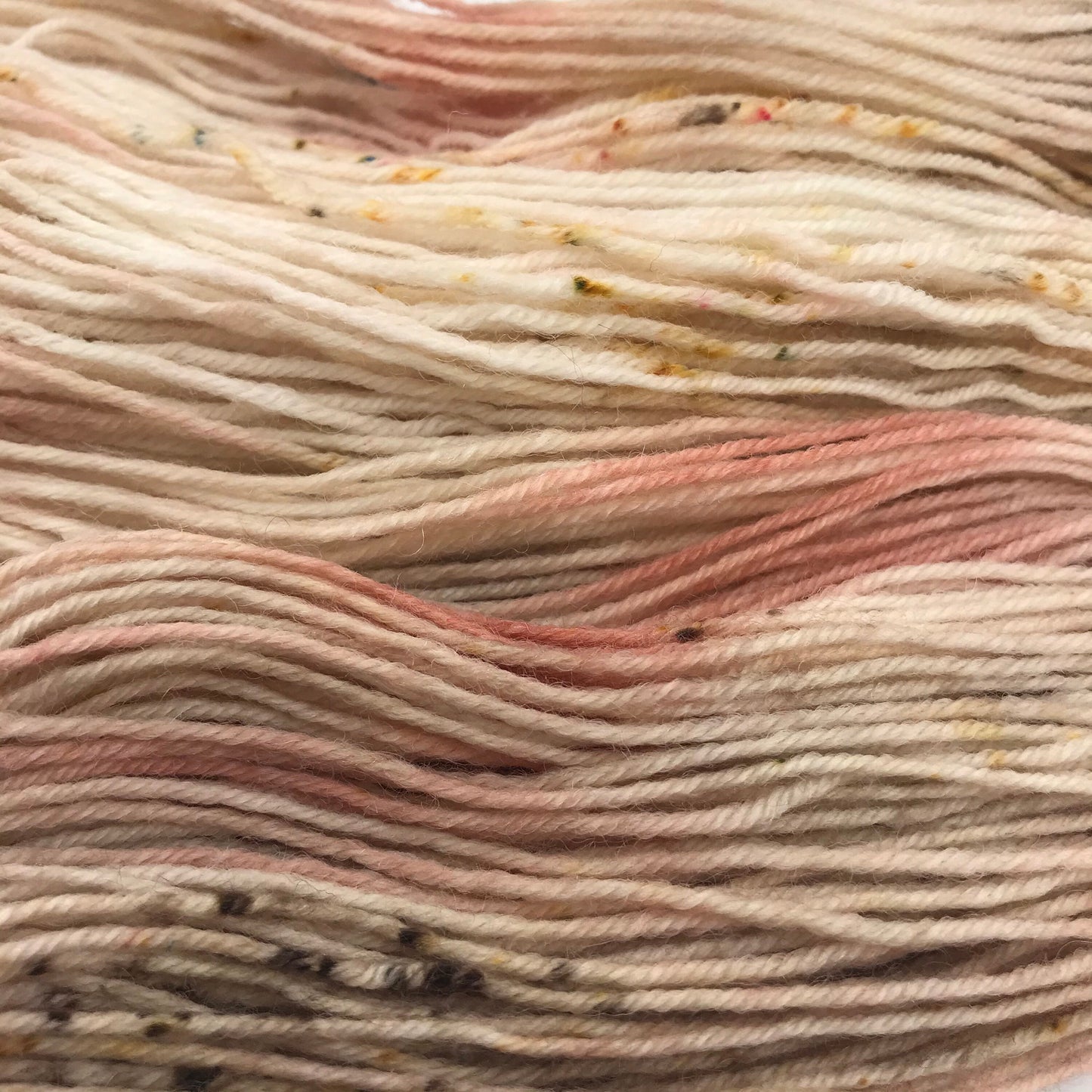 Hand Dyed Superwash Merino Sock Yarn: Antiqued Cream Peach Copper, 437 yds