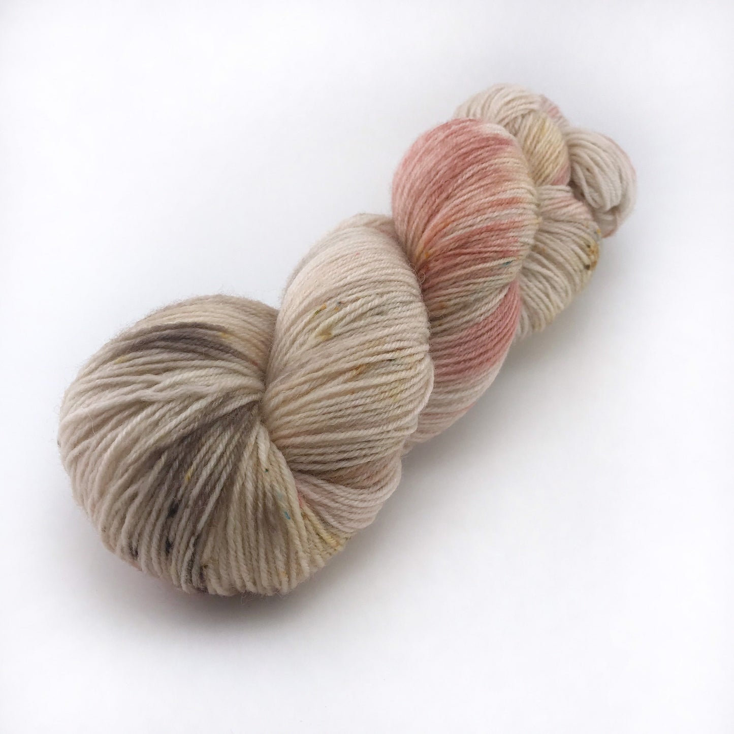 Hand Dyed Superwash Merino Sock Yarn: Antiqued Cream Peach Copper, 437 yds