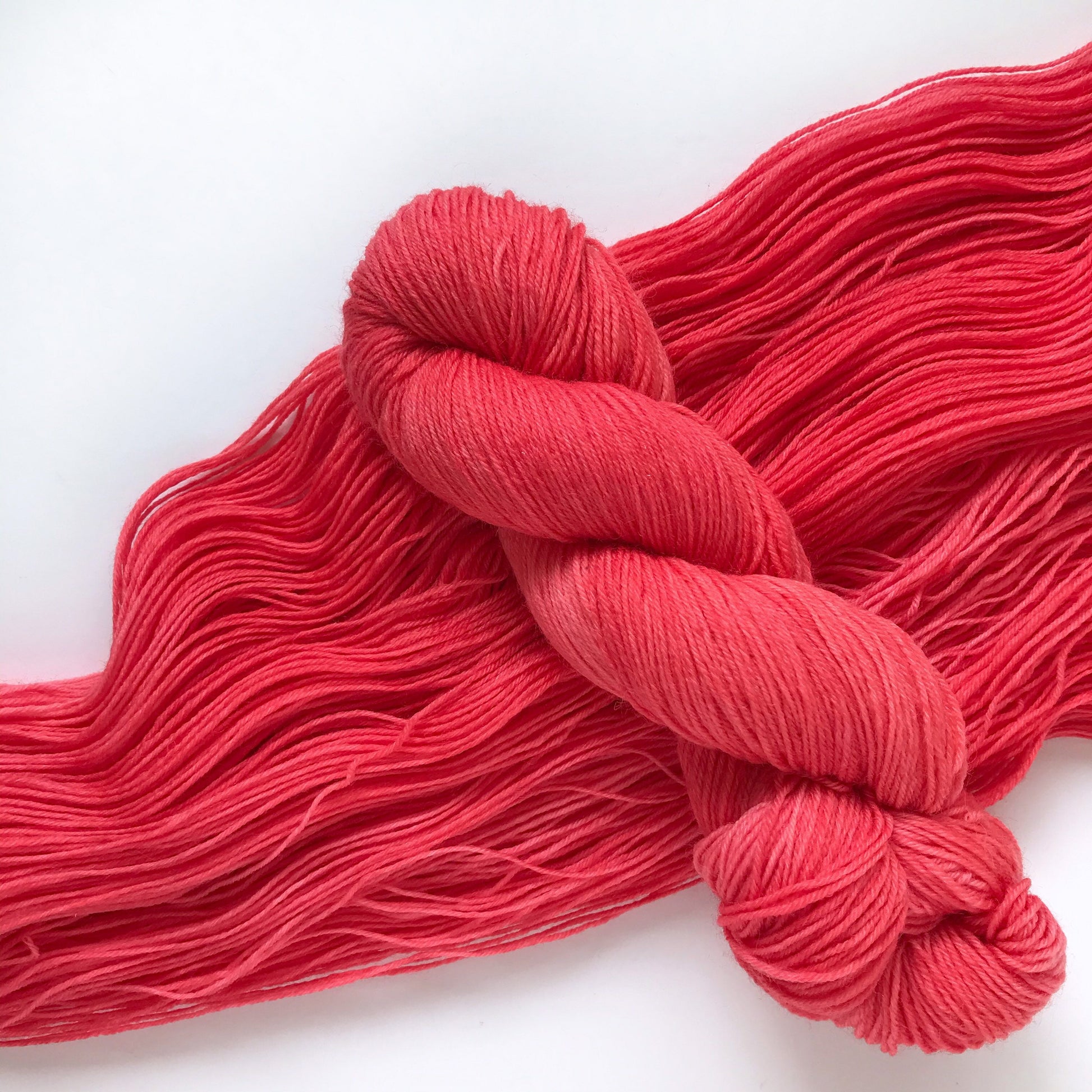 Hand Dyed Superwash Merino Sock Yarn: "ROE" Orange Red Pink Tonal, 437 yds