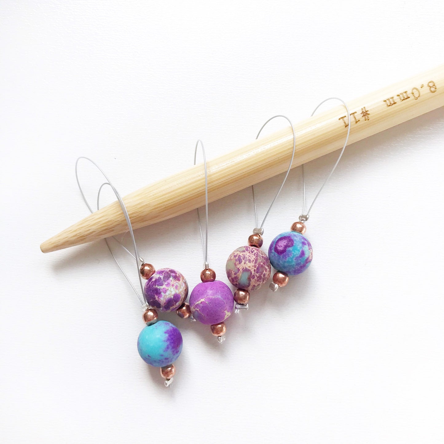 Gemstone Stitch Marker Set: African Sea Sediment Knitting Charms