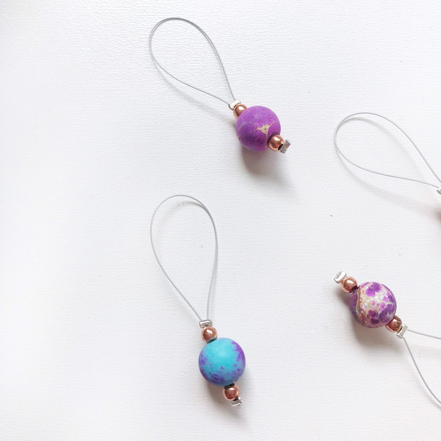 Gemstone Stitch Marker Set: African Sea Sediment Knitting Charms